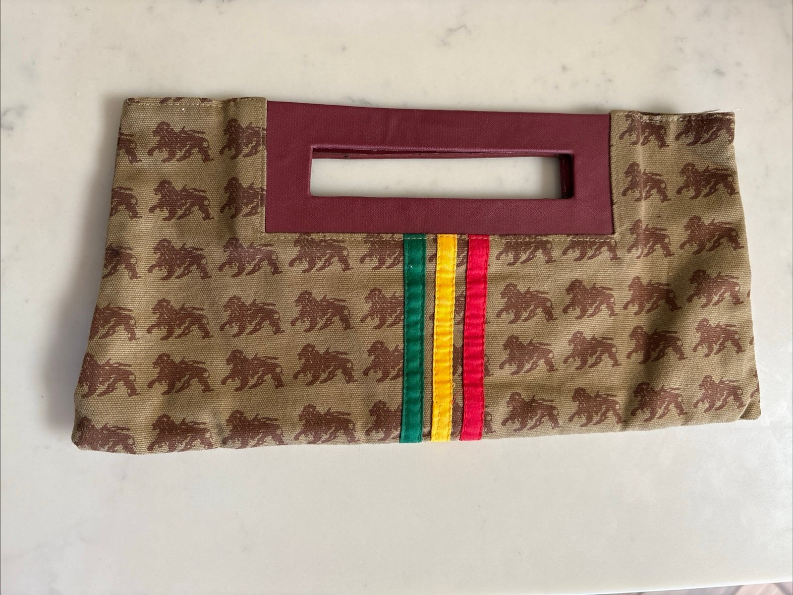 Vintage Dub Wise Bob Marley Small Clutch~12.5x6 Rasta Colors