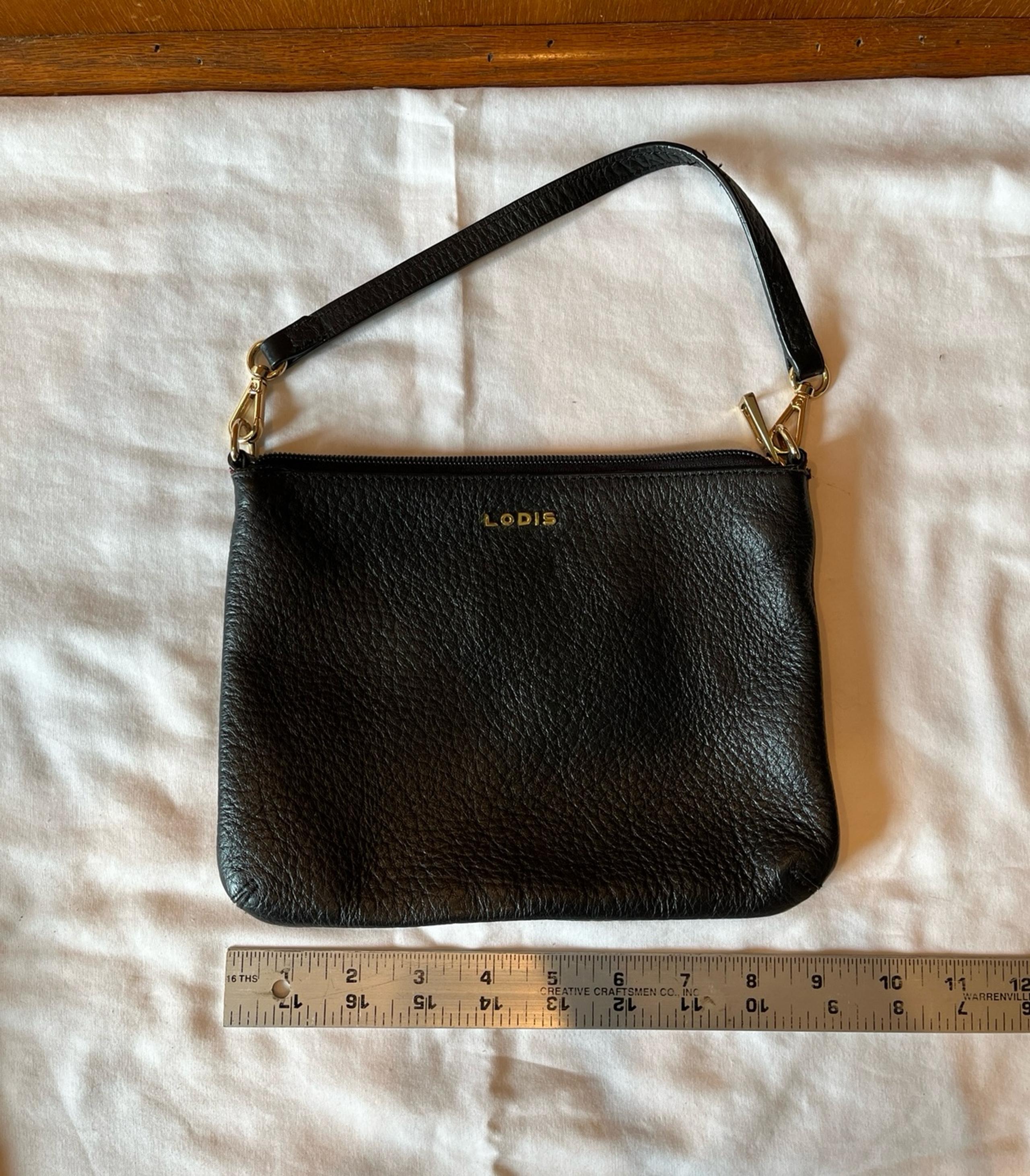 Lodis genuine pebbled black leather small satchel