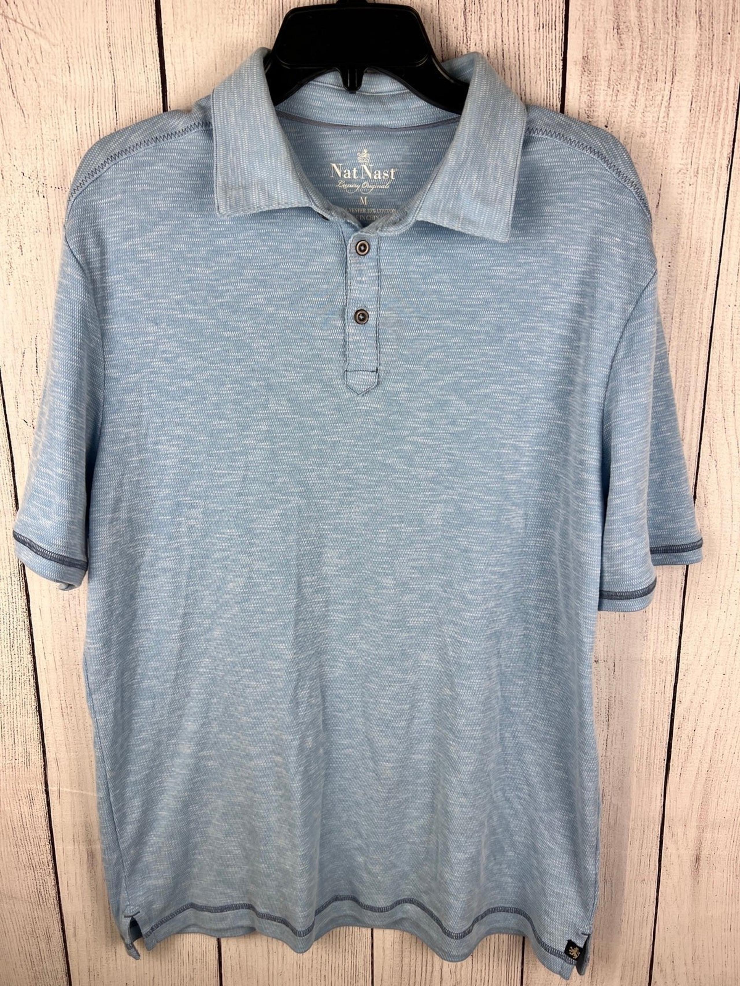 Nat Nast Polo Shirt Mens Medium Blue Performance Golf Outdoor Casual