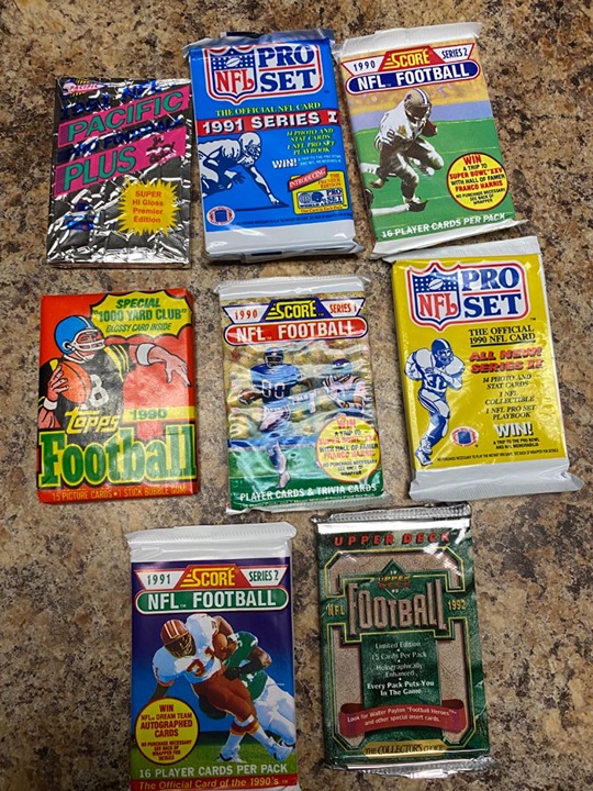 100 Vintage Football Cards in Older Factory Sealed Packs - Perfect for New