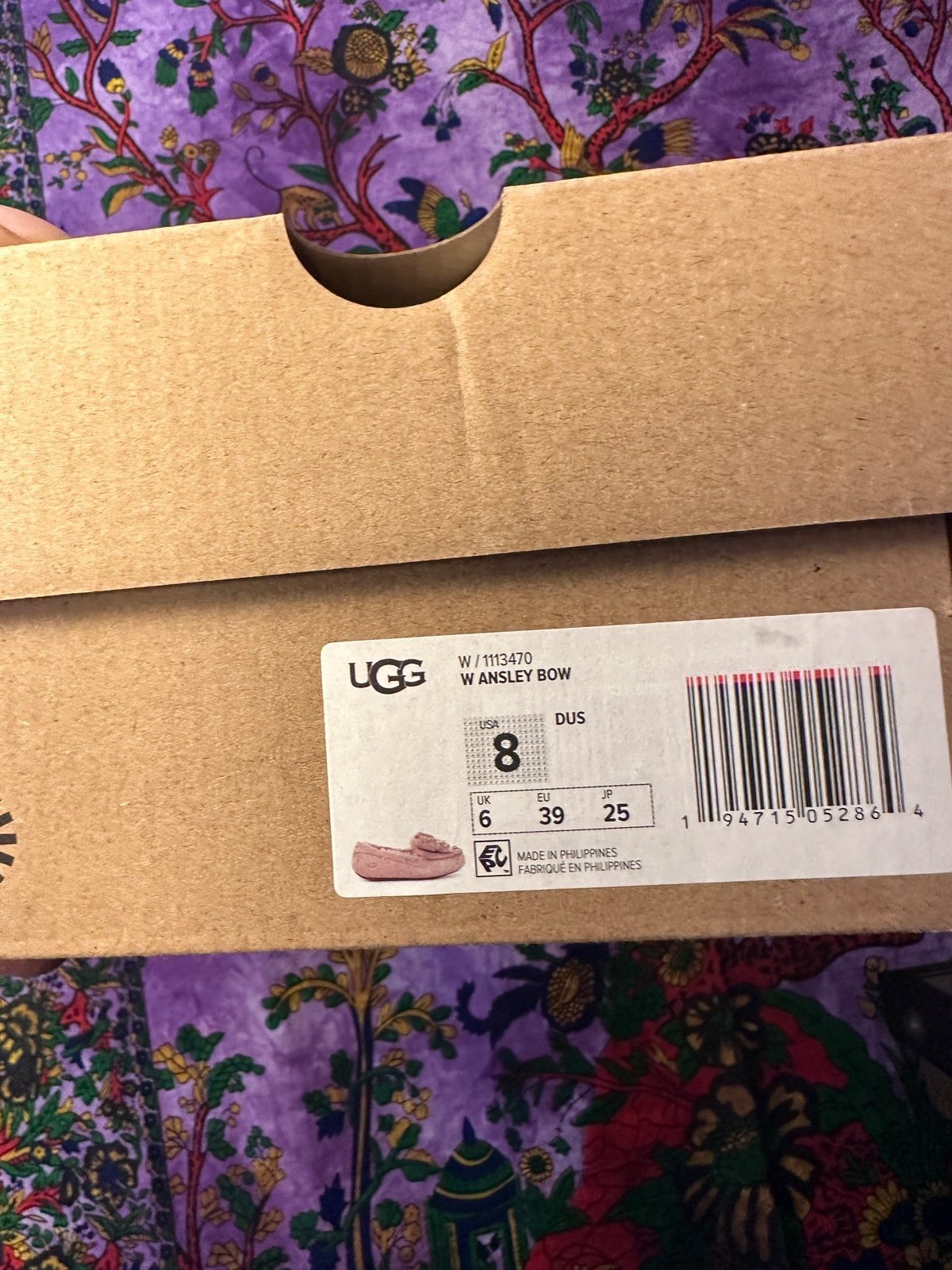 ugg slip-on ansley with bow in dusty pink