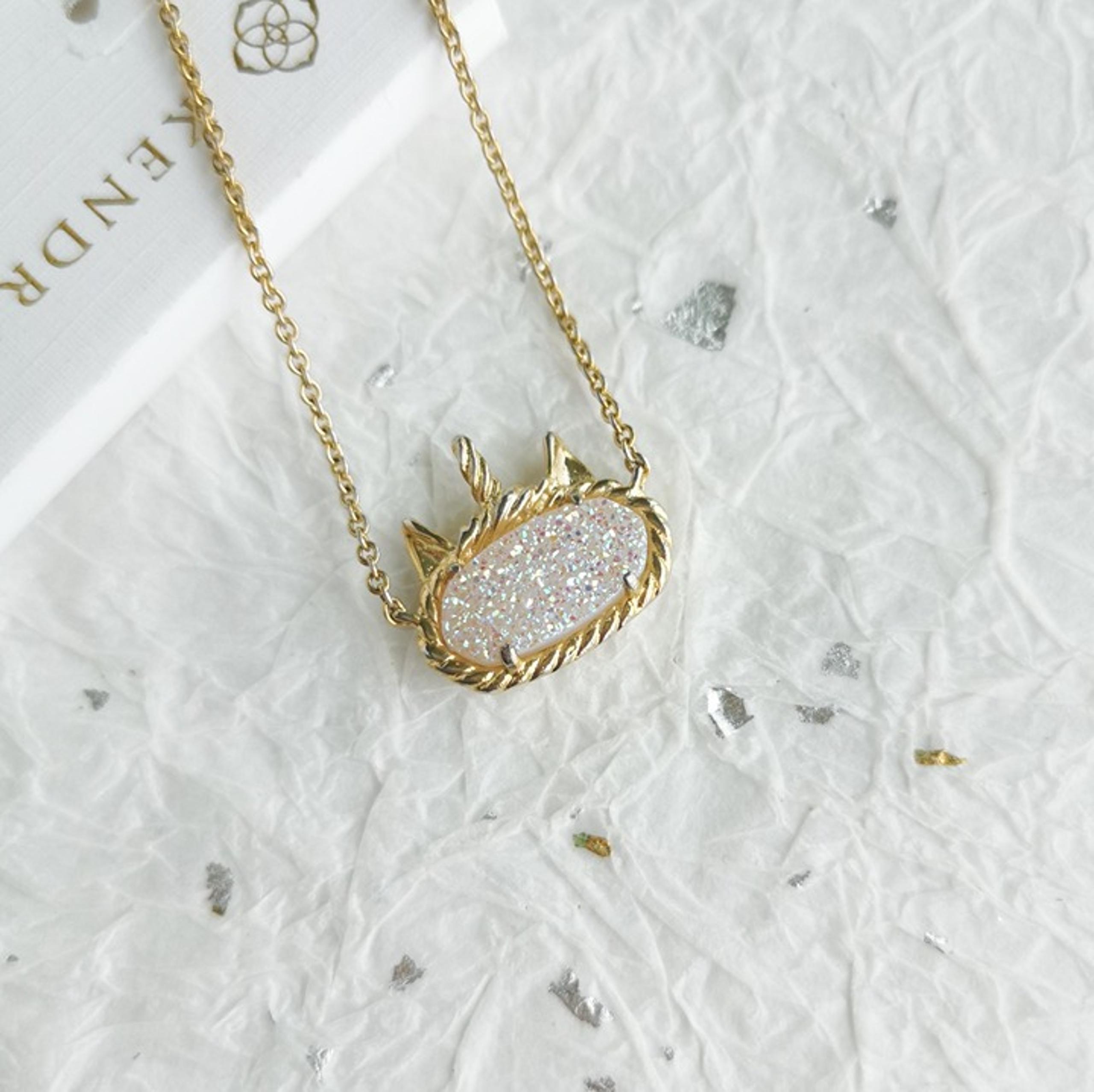 Kendra Scott Elisa Unicorn • Gold Drusy Short Necklace