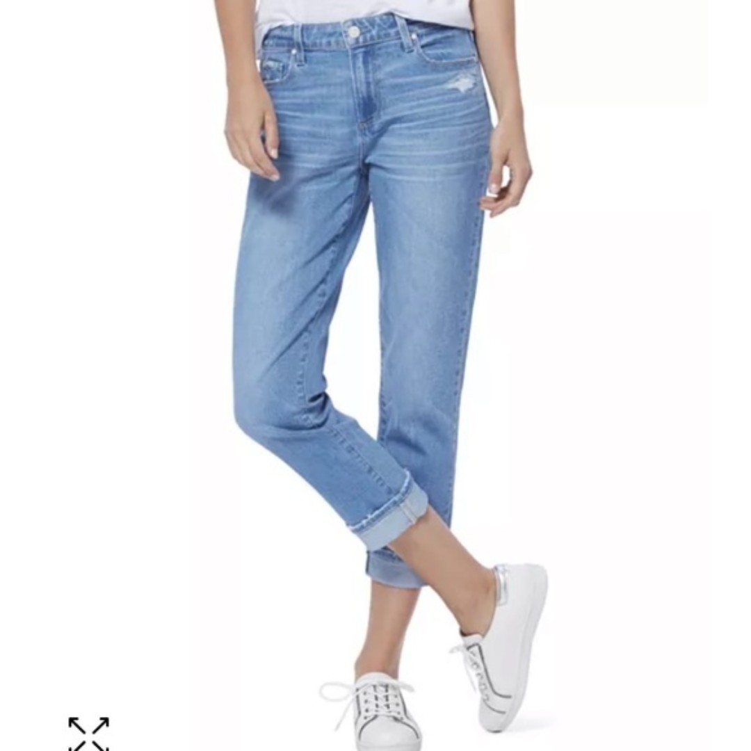 Paige Brigitte Folk Distressed Slim Boyfriend Jeans