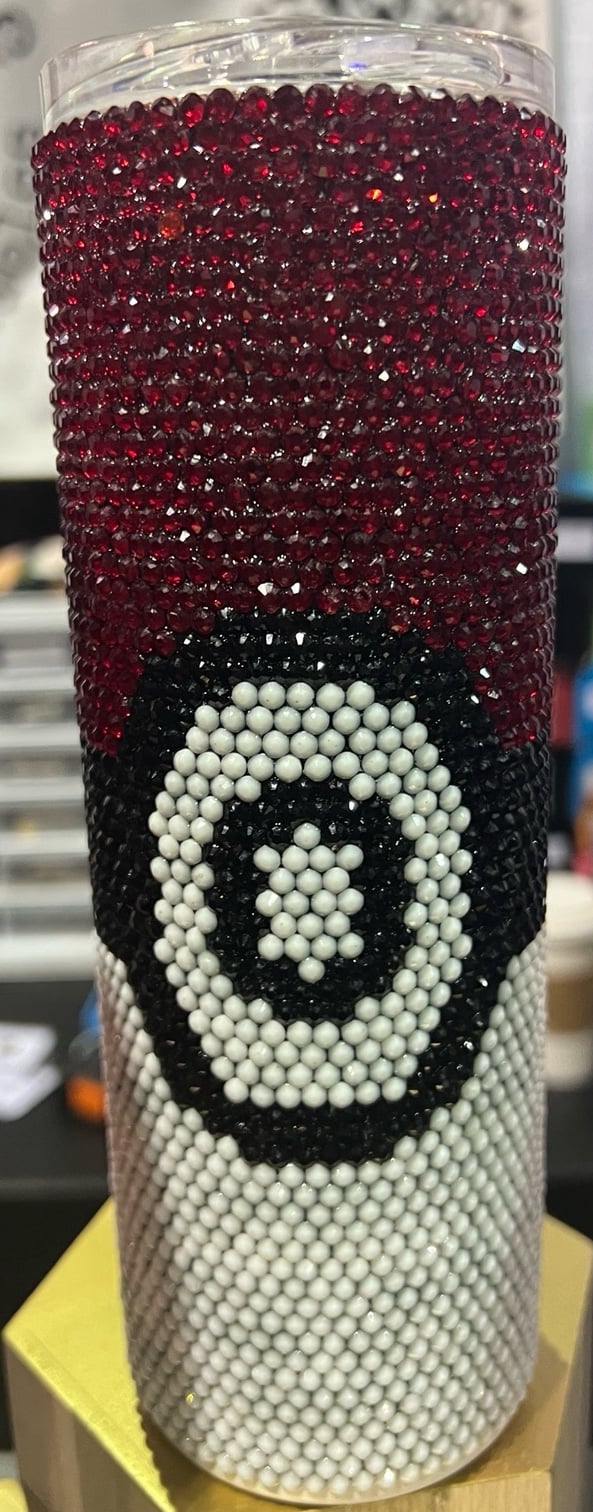 Hand Rhinestoned Poke Ball Tumbler