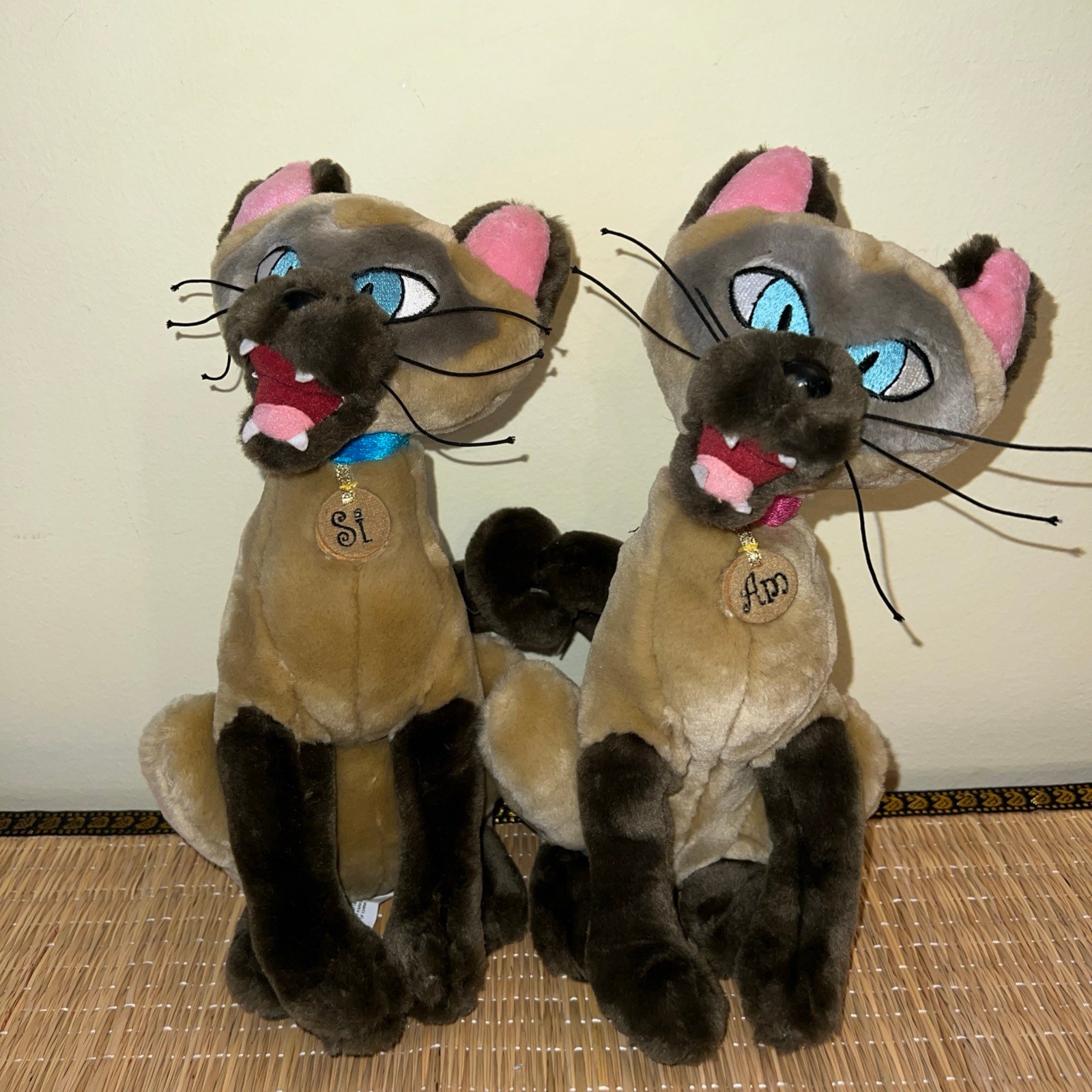 Disney Siamese Cats Si And Am Bean Bag Plush Set Lady & the Tramp Vintage 10