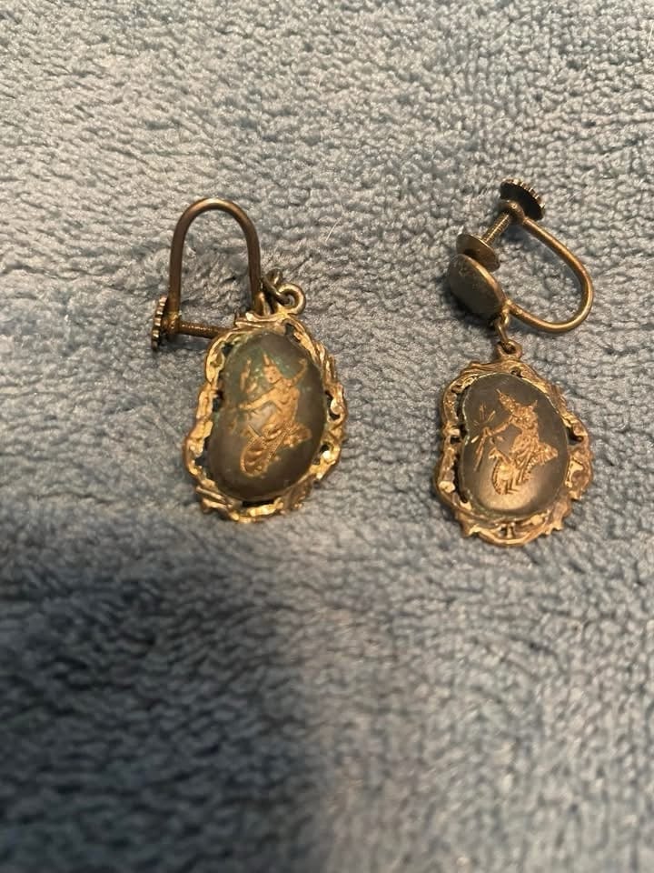 Silver and blue earrings