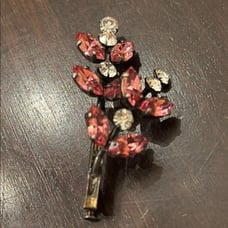 Vintage Delicate Pink and Silver Floral Brooch