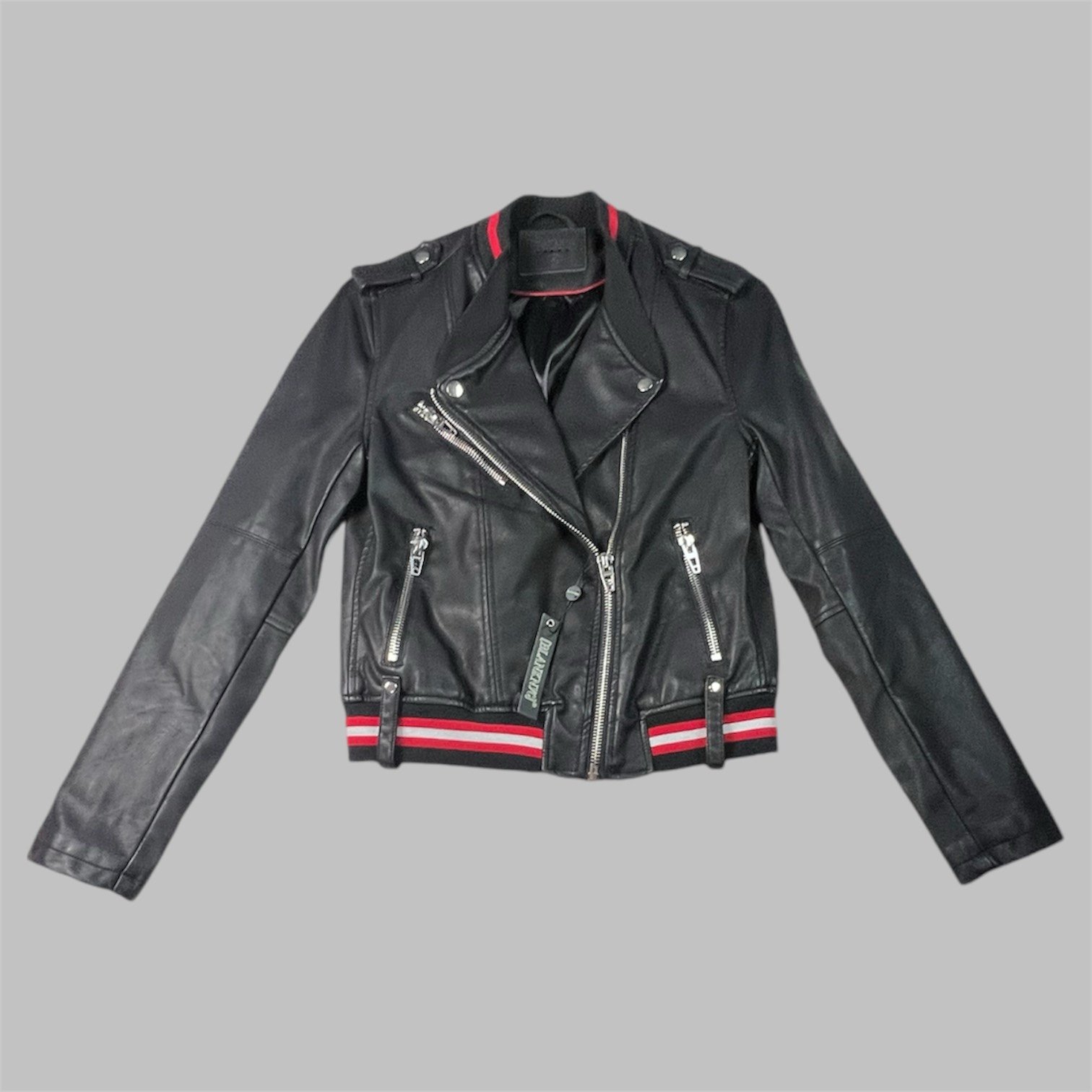Blank NYC Uma Varsity Stripe Moto Jacket