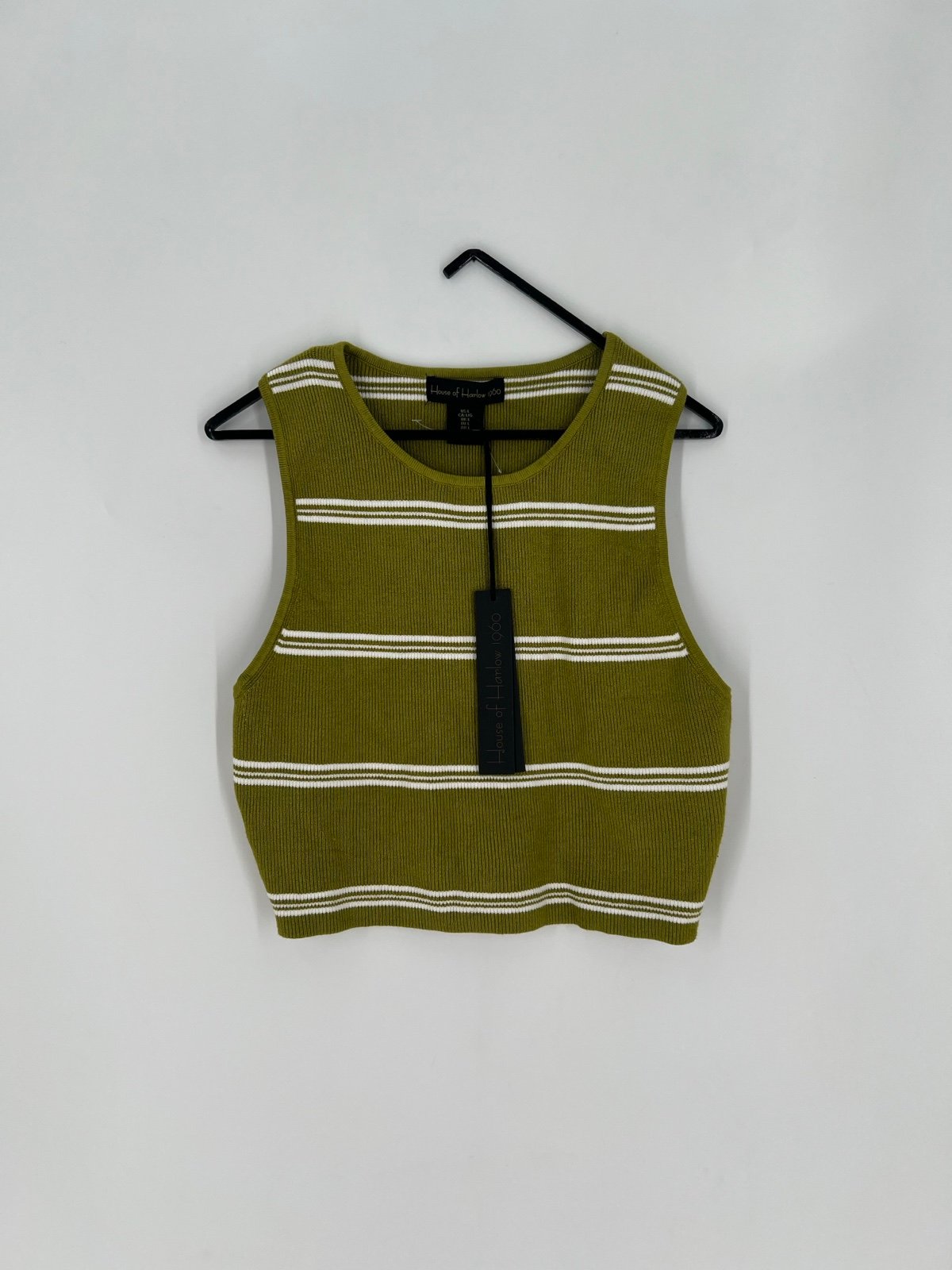 House Of Harlow 1960 Striped Knit Cropped Muscle Tank Top