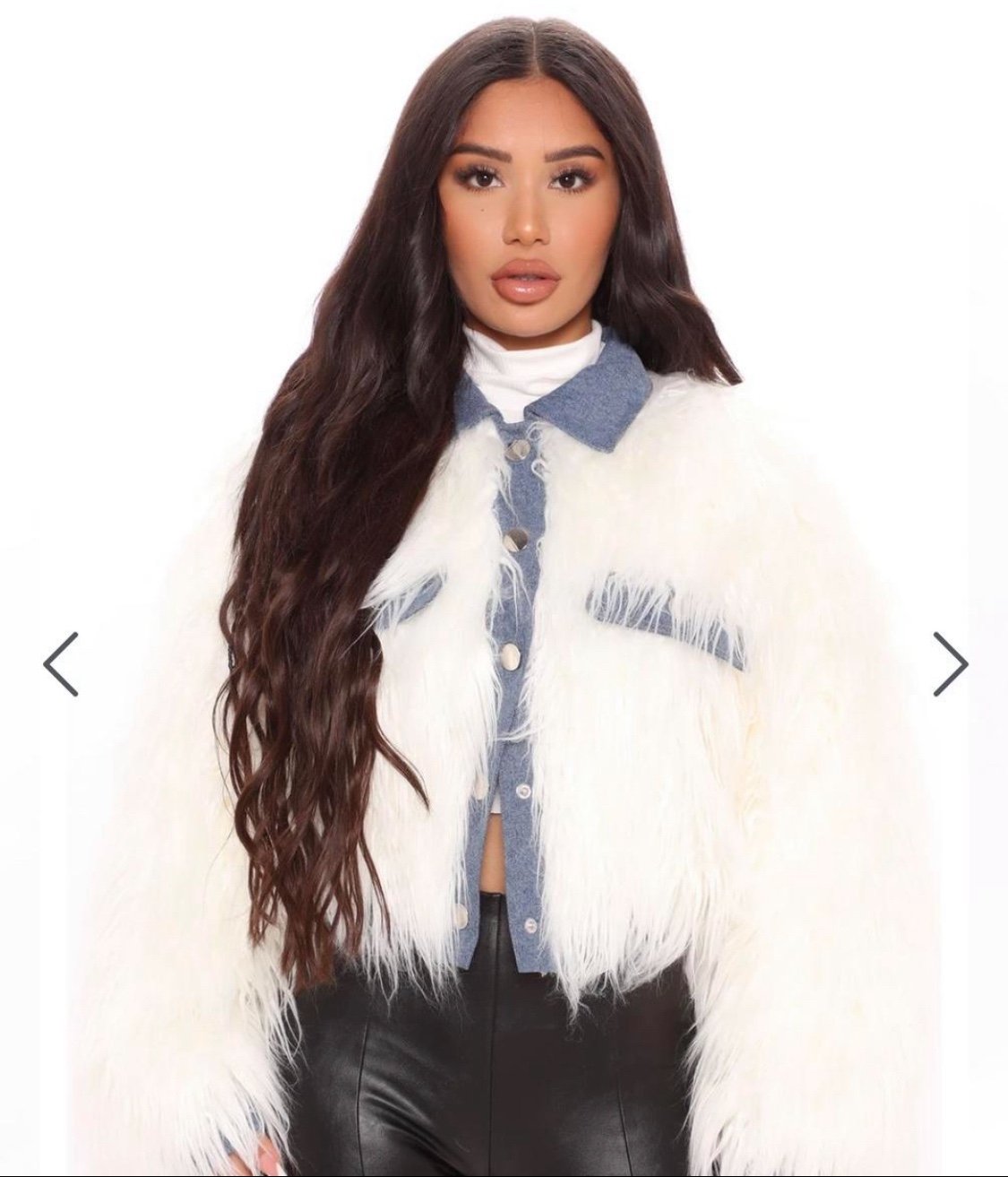 Fashion Nova Denim Fur Jacket