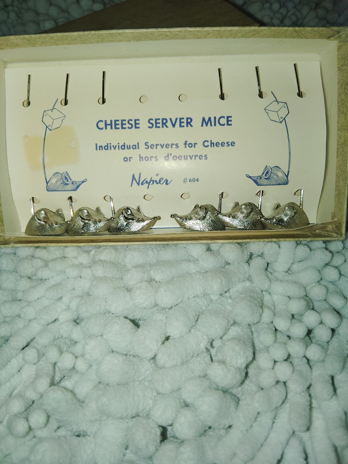 Napier Hors D'oeuvres Server Mice #229 VTG Rhodium Plated 1960s approx.