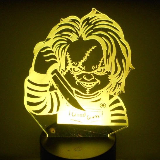 Child's Play Horror Movie Chucky 6.5 Bust Laser Engraved 3D Acrylic Night Lamp