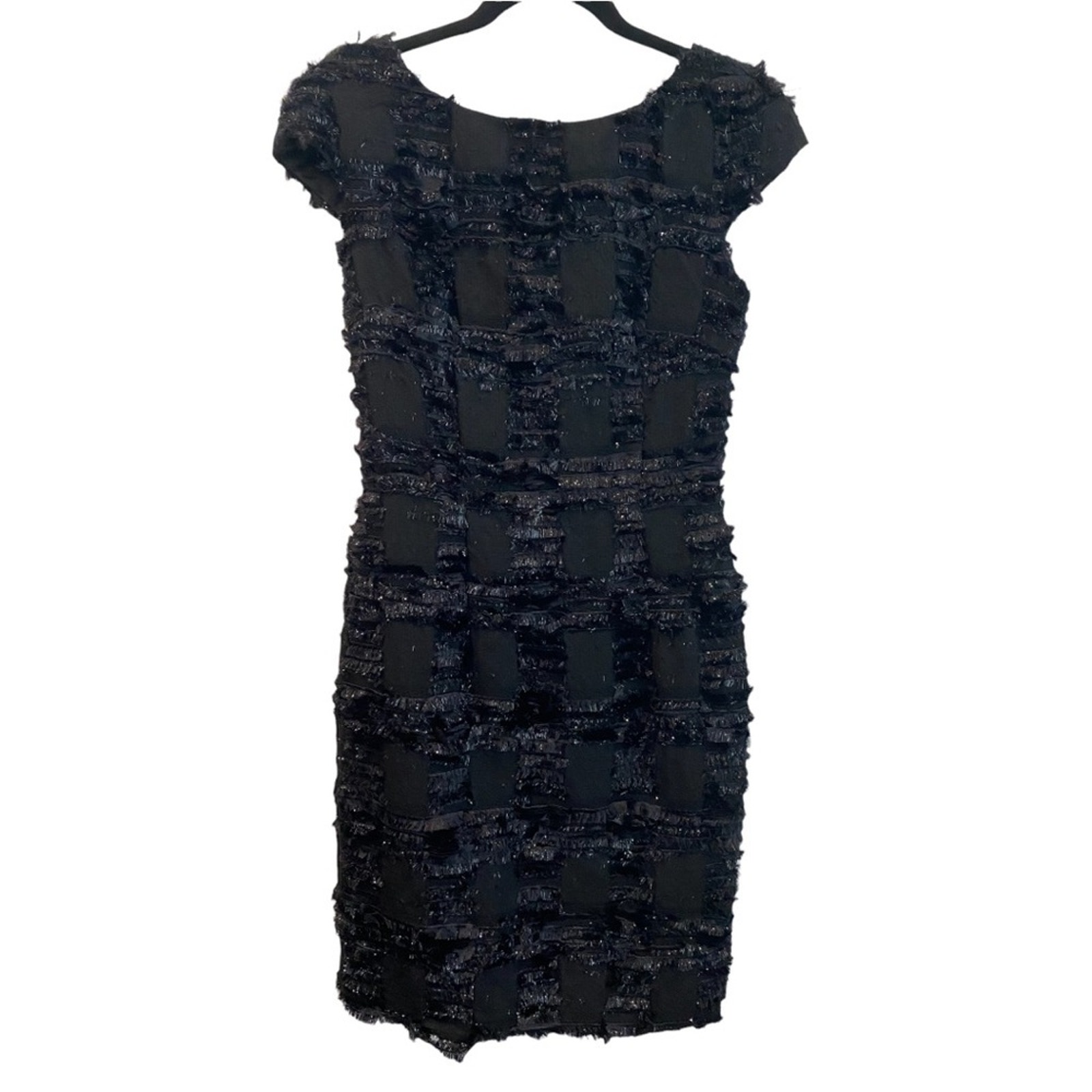 Theia Black Tinsel Cocktail Party Dress Sz 2