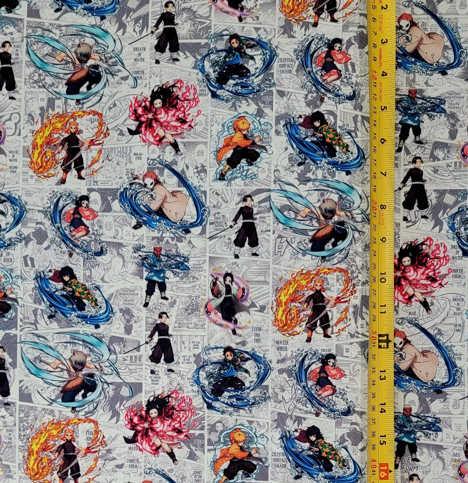 DEMON SLAYER ANIME BW MANGA BACKGROUND FABRIC 1 YARD