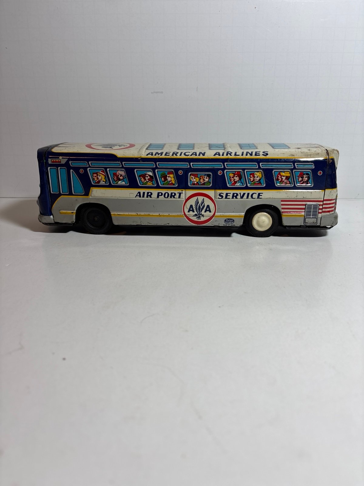 VTG Taiyo World Toy American Airlines Airport Transportation Bus Tin Litho Japan