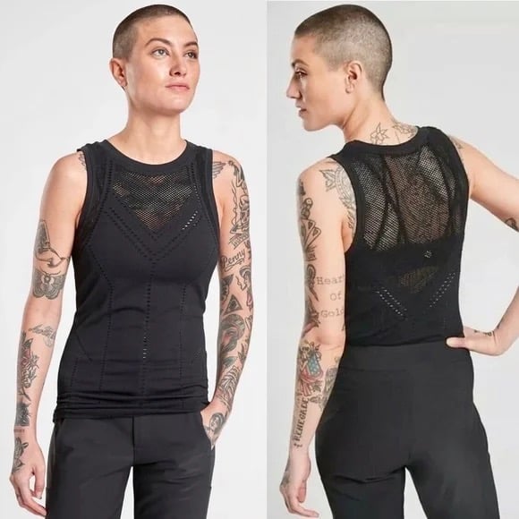 ATHLETA Seamless Laser Cut Tank in Black