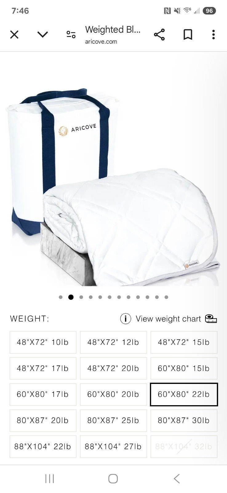 Aricove queen weighted cooling blanket 22 lb