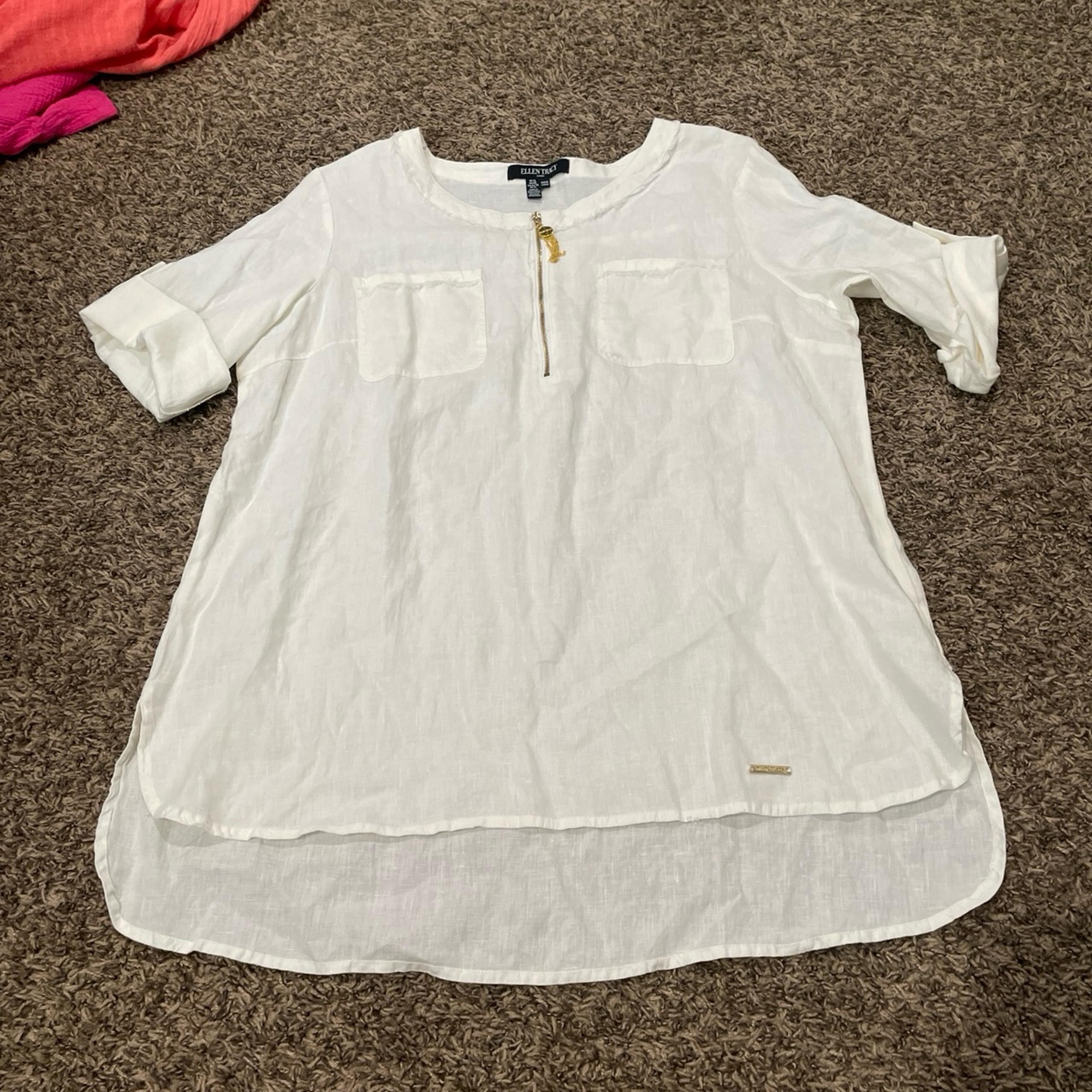 Ellen Tracy 100% linen blouse with zipper size XL