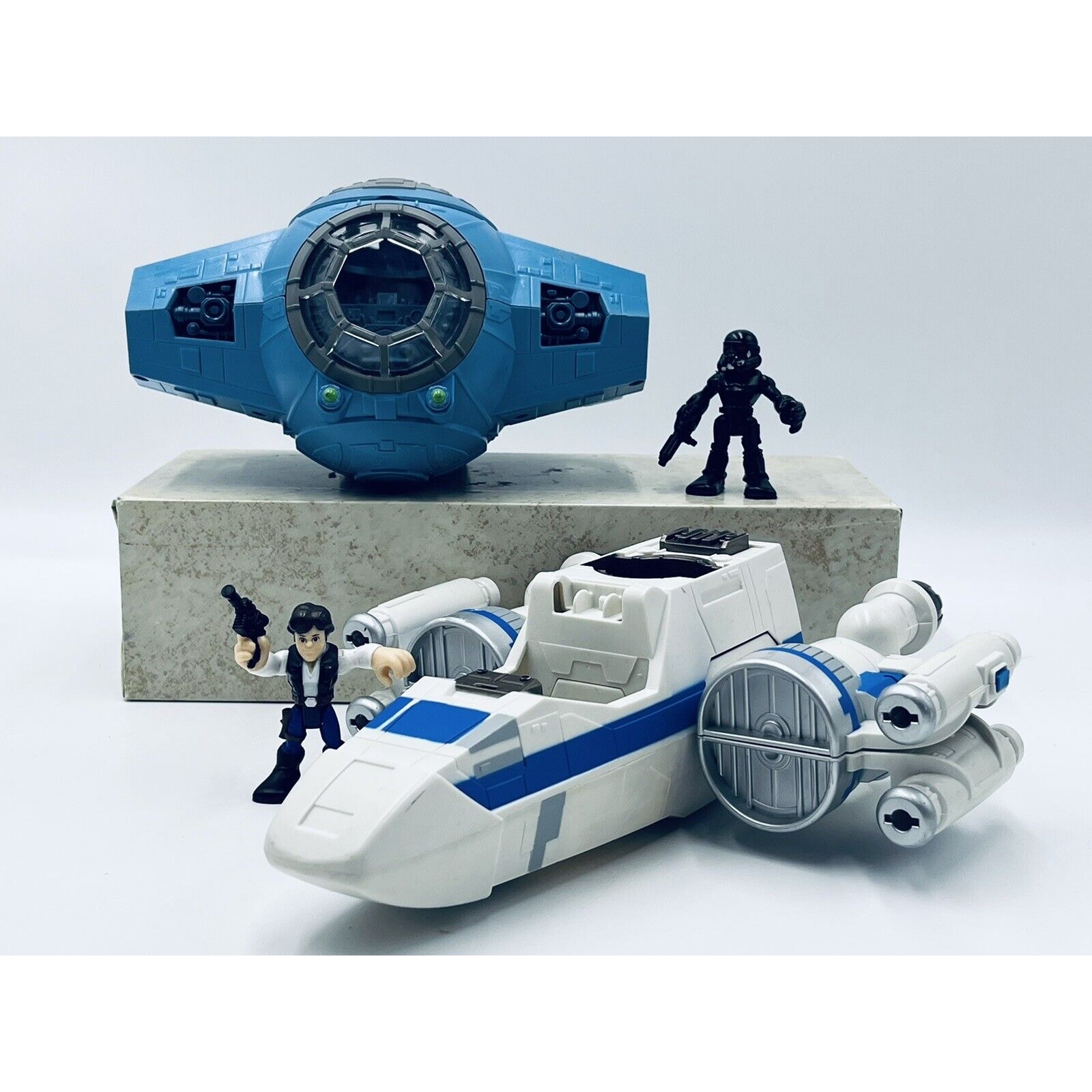 Star Wars Galactic Heroes X wing Fighter & Tie Fighter With Figures Lot Of 4