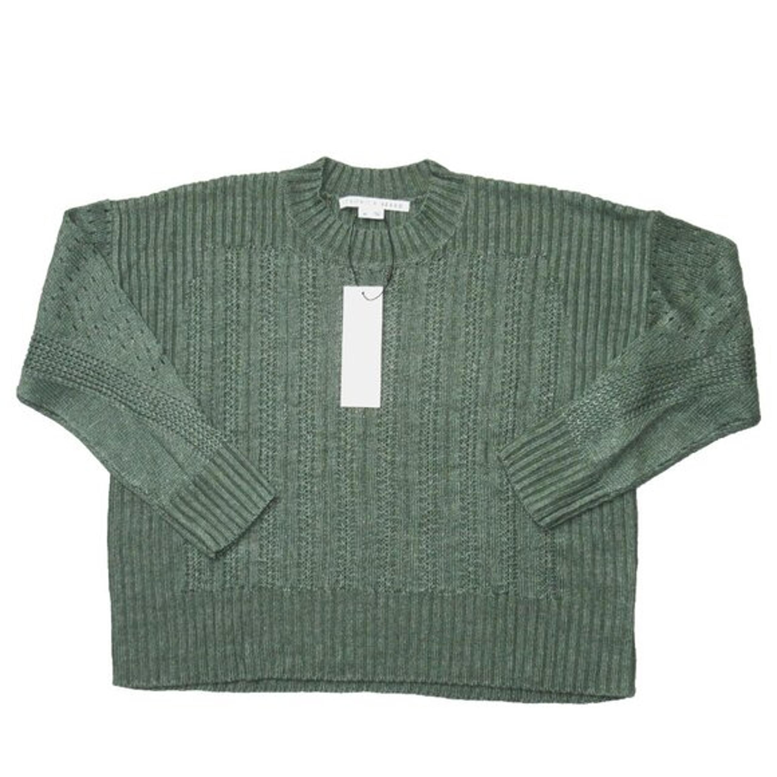 NWT Veronica Beard Erka Sweater in Green Linen Open Knit Pullover M $348