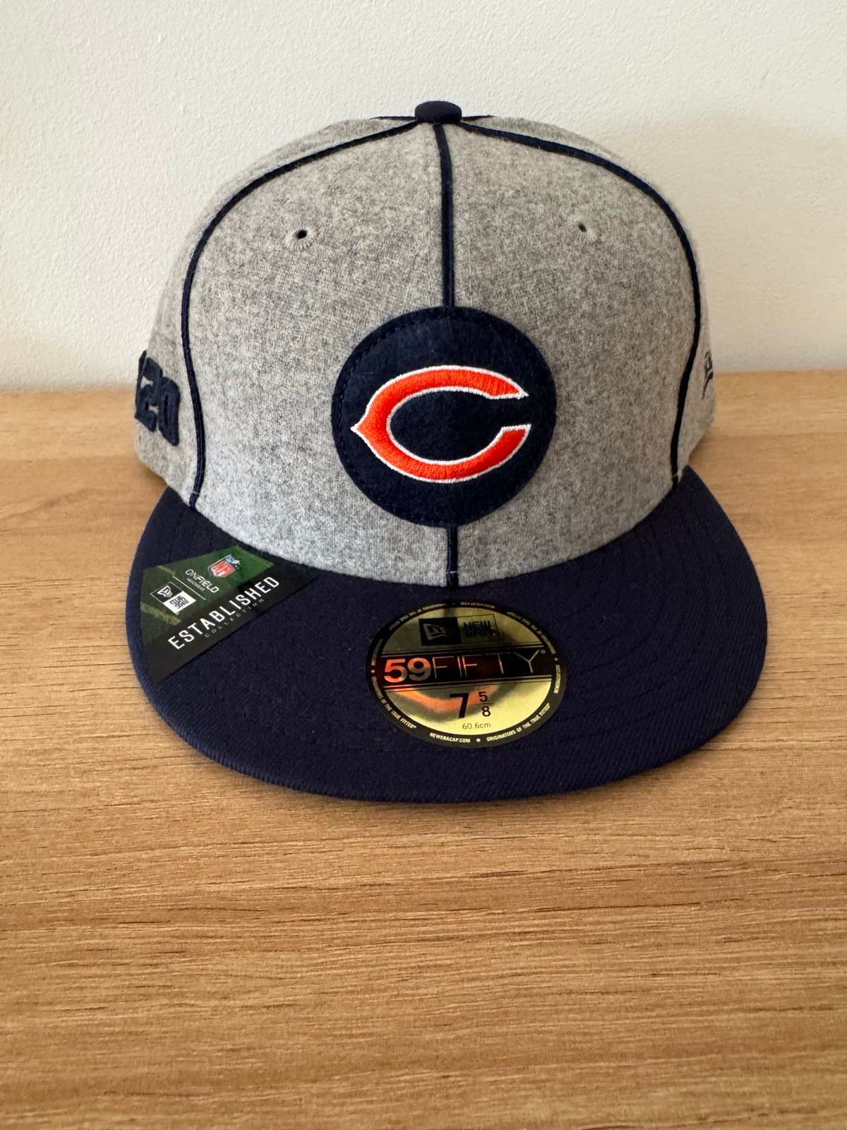 New Era 59Fifty Chicago Bears Football Fitted Hat Size 7 5/8 Navy