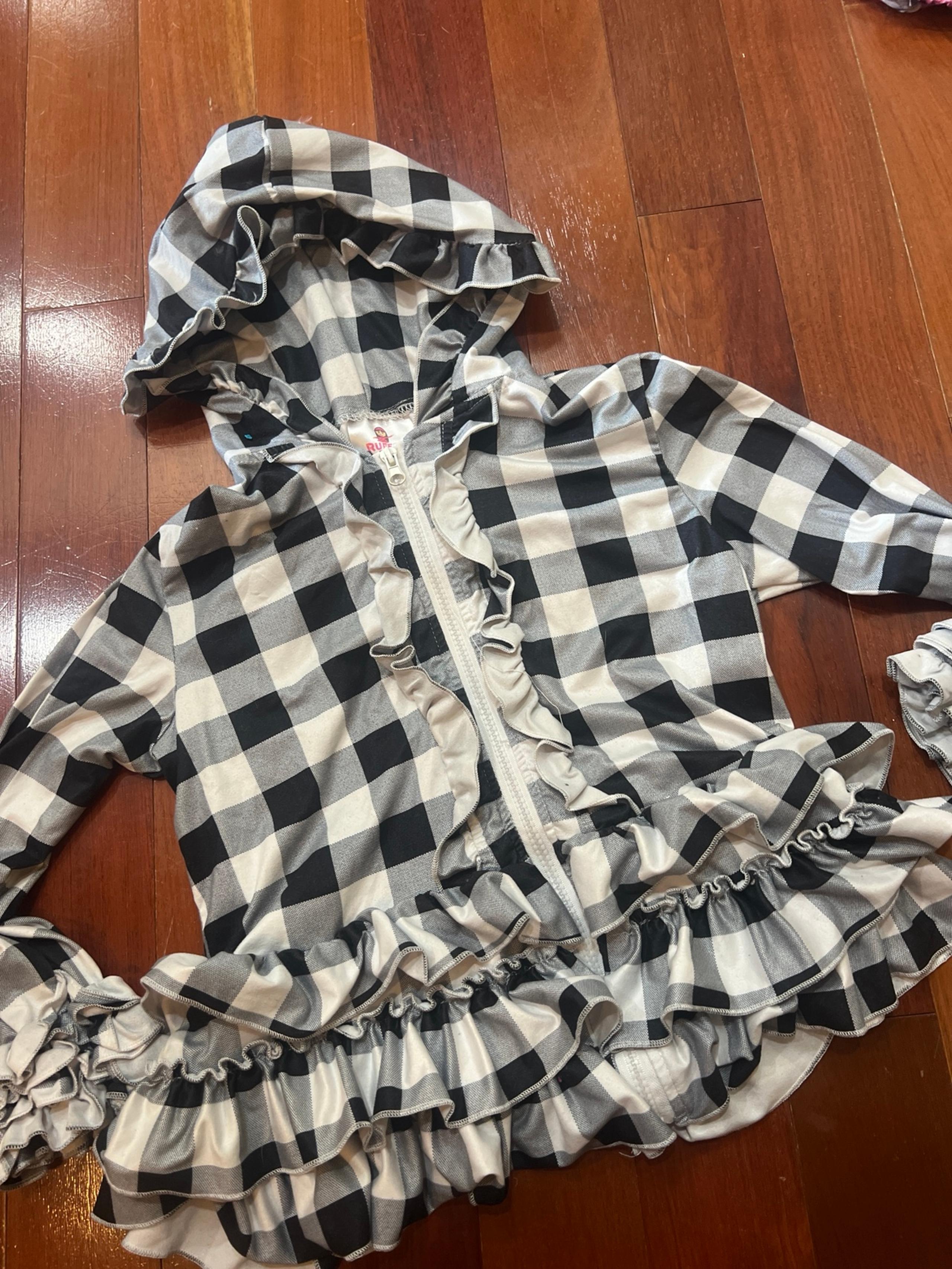 Ruffle Buffalo Plaid Zip Up