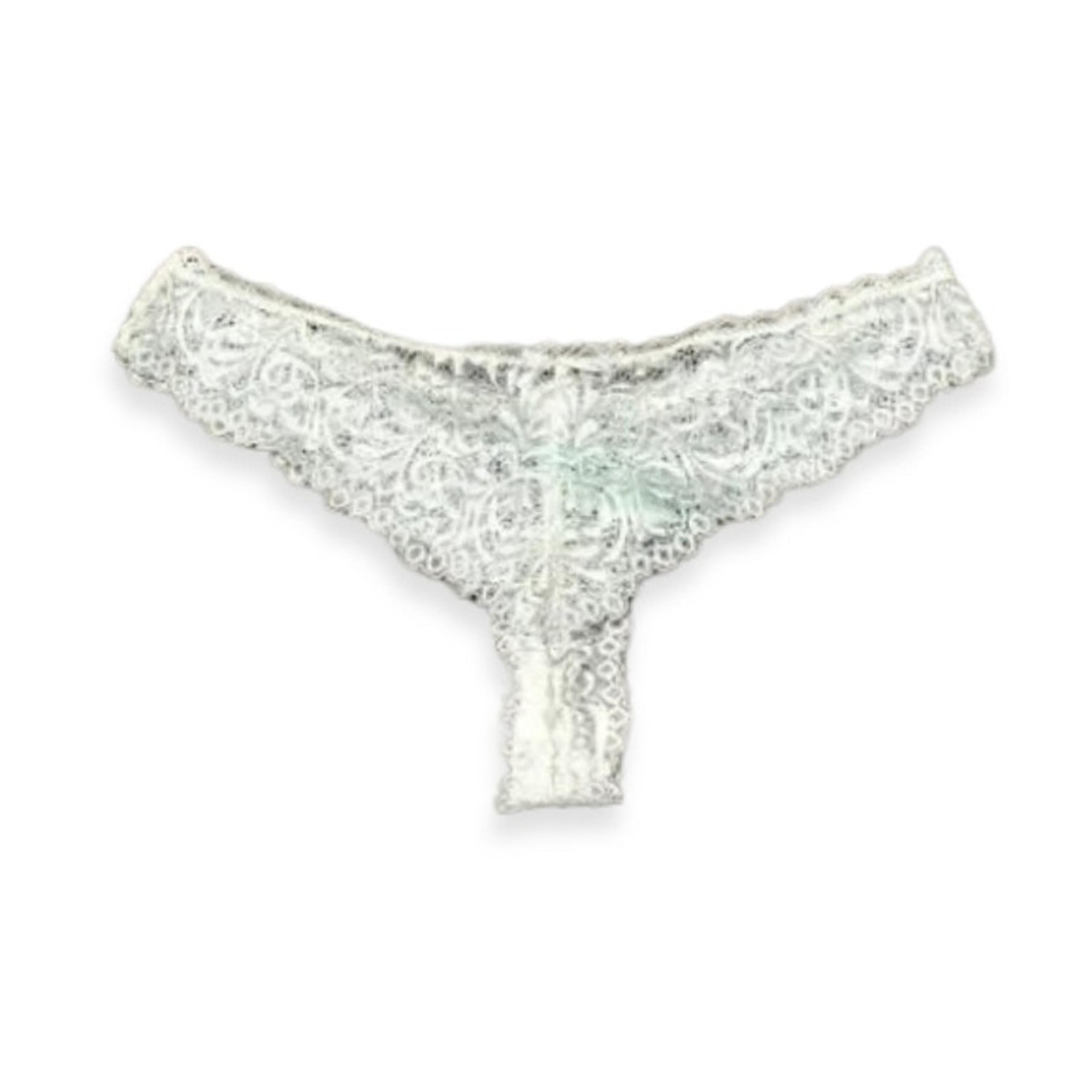 Honeydew Thong Panties Stretchable Intricate Lace Seamless Fit White Small NWOT