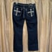 Miss Me Dark Blue Rhinestone Cross Pocket Denim Boot Cut Jeans 32 Altered