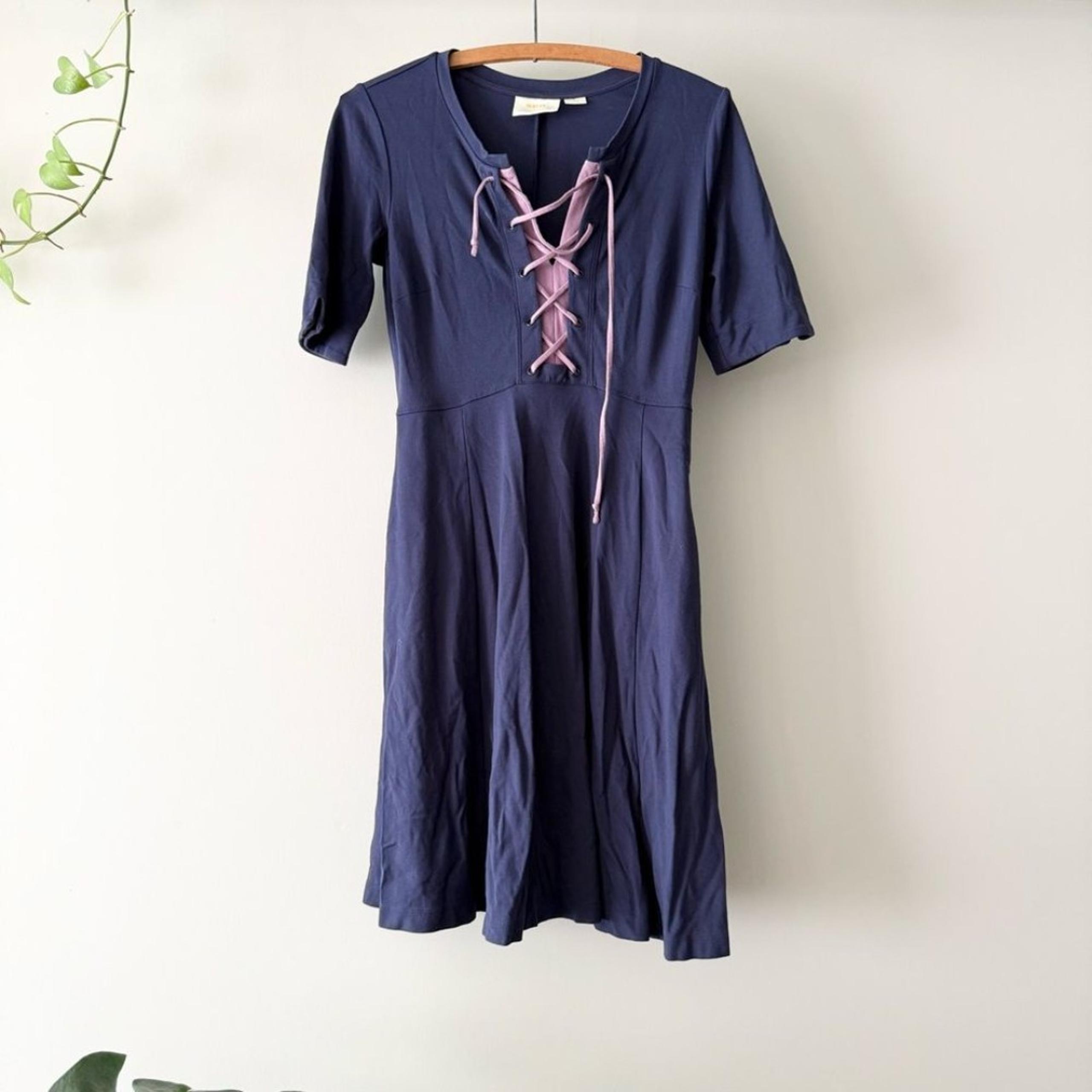 Maeve Anthropologie Lace up Skater dress pocket XL