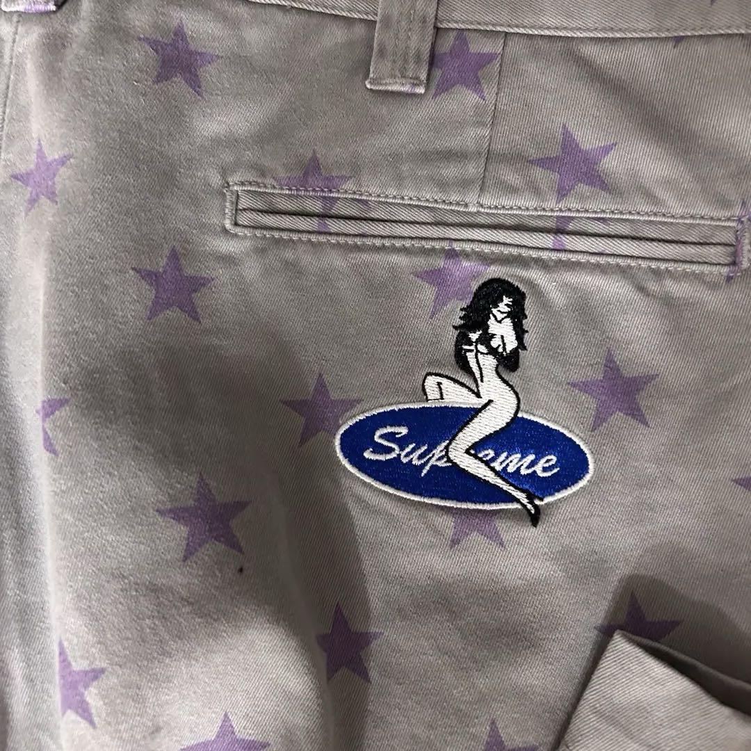 Supreme-Chino-Pant-Grey-Stars.