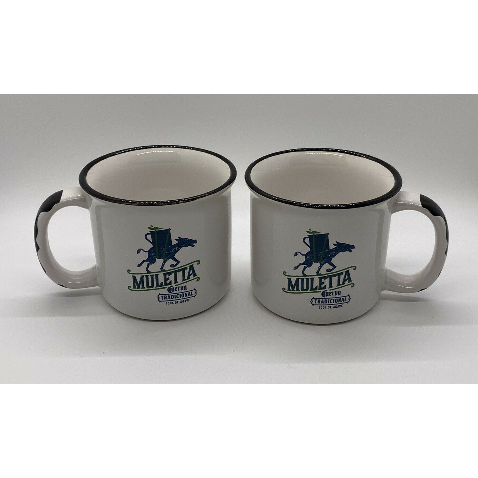 (2) Muletta Cuervo Tradicional Plata Coffee Cup Mug Metal (NEW)