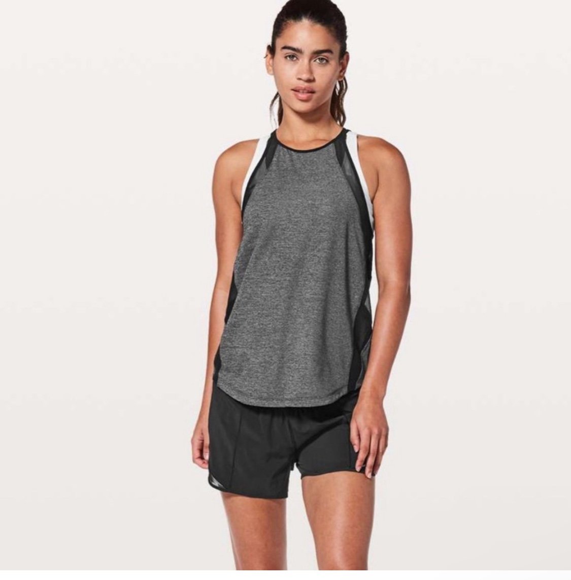 LULULEMON Run Off Route Tank Top - Heathered Black/Black - Size 4 - PRISTINE