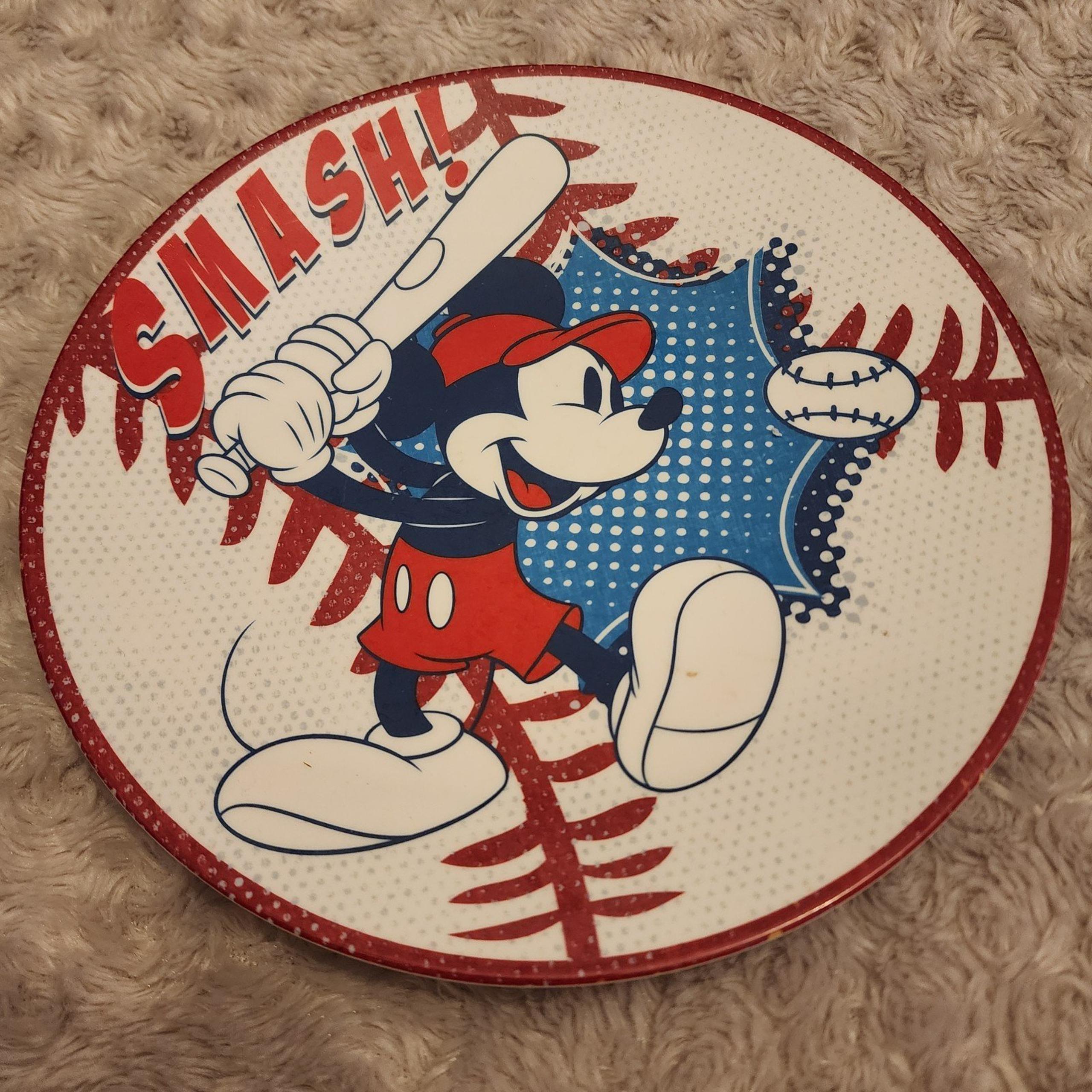 Mickey Mouse Baseball Kids Melamine Plate Breakfast Lunch Dinner Snack Disney