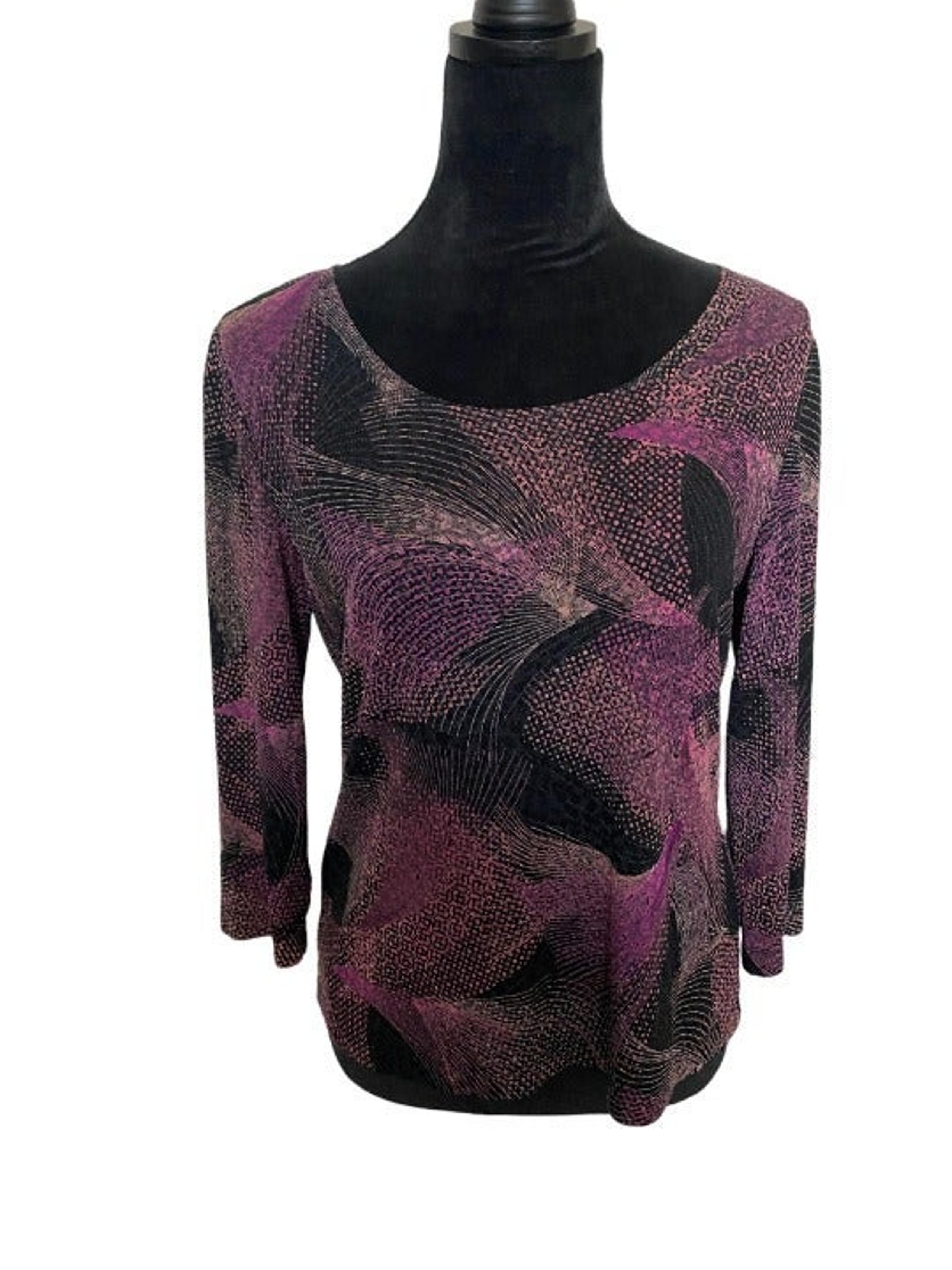 Laura Ashley Purple Abstract Print Knit Top