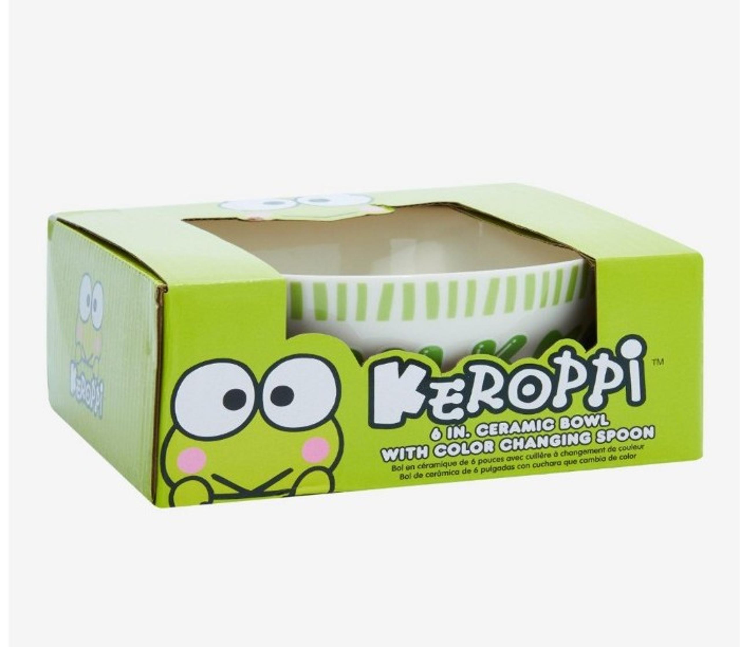 New Sanrio Keroppi Kawaii Milk Ceramic Bowl With Color Changing Spoon