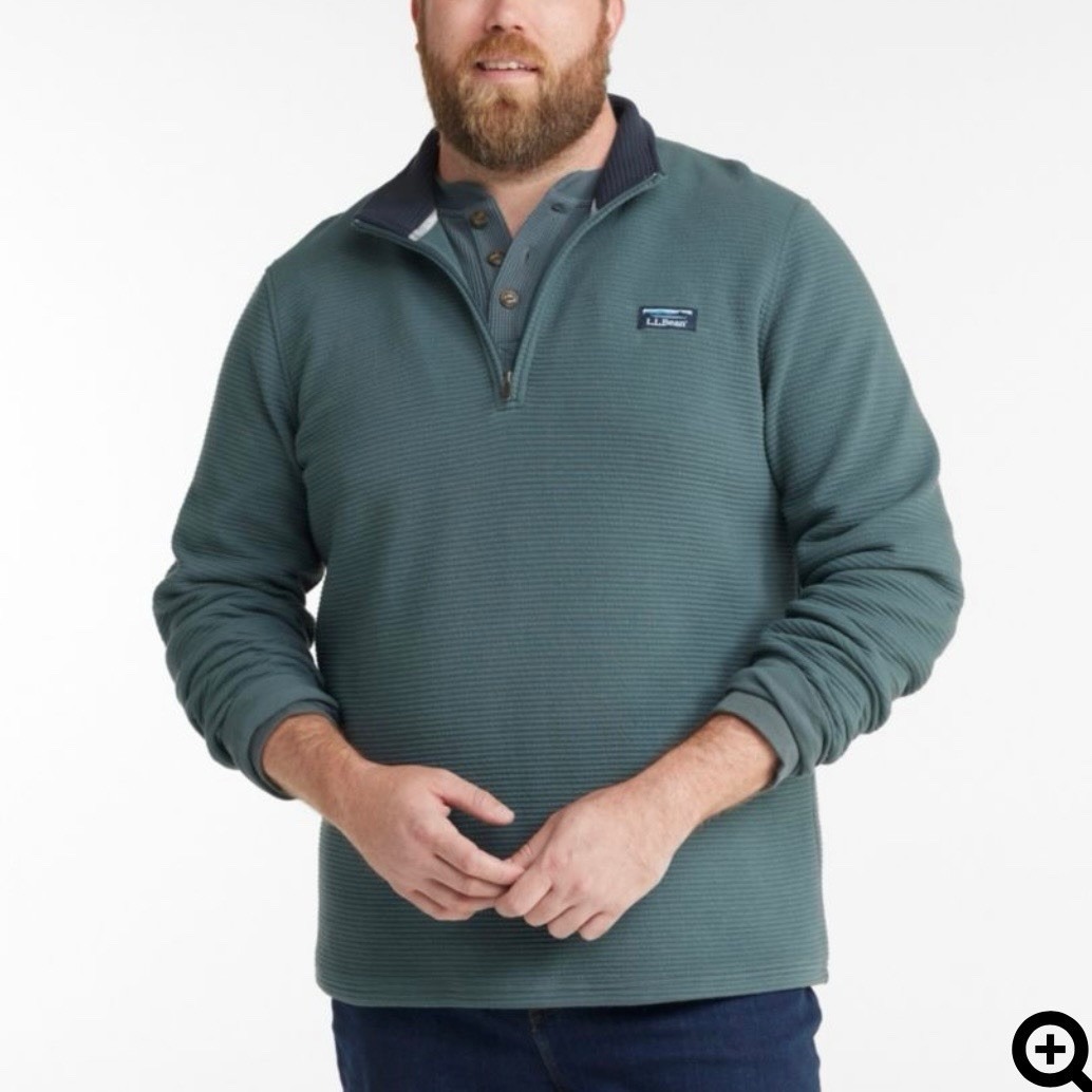 LL Bean Lakewashed Double Knit 1/4 Zip Pullover Size XXL TALL