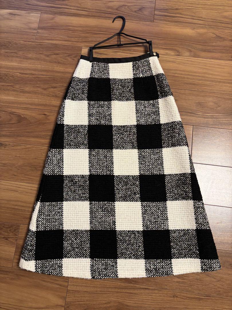 Bluelea Check Tight Skirt Black [34]