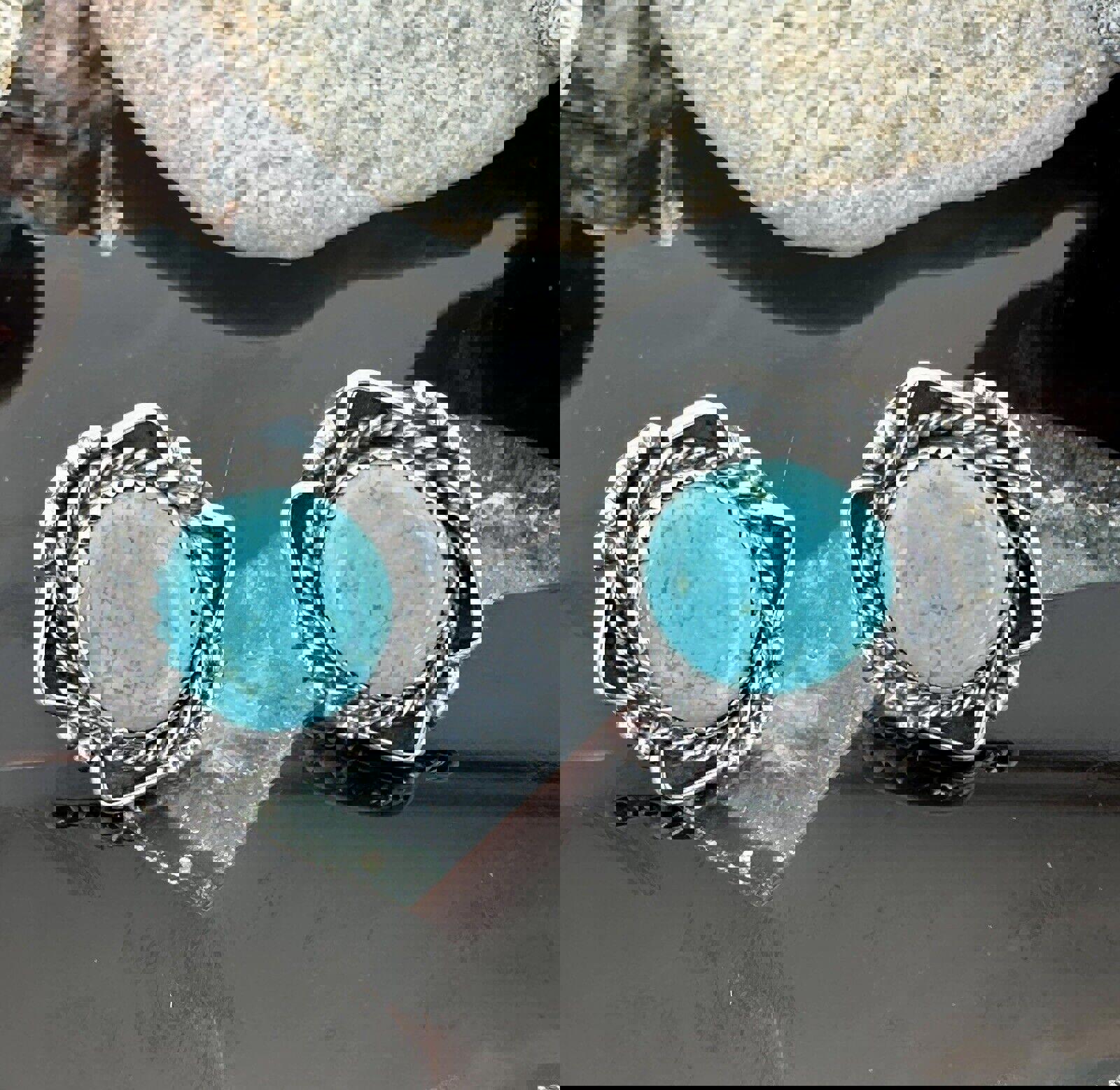 Vintage Navajo Sterling Silver Turquoise Stud Earrings