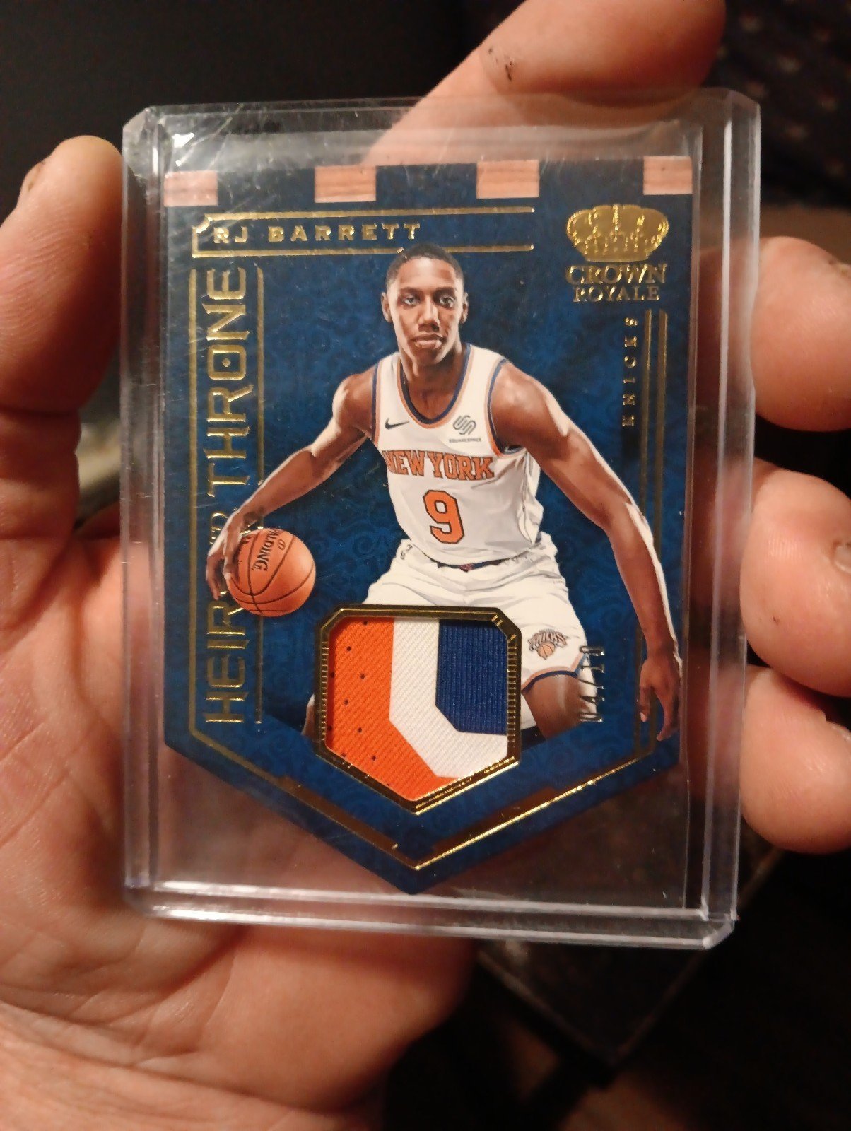 Rj Barret rookie #4/10 patch card. Heir to the throne die cut