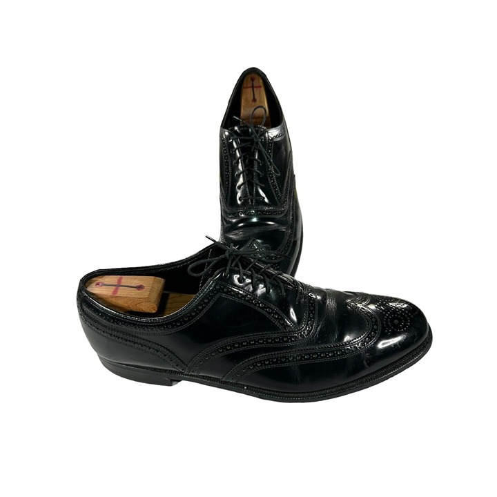 Florsheim Vintage Size 13 D Mens Black Leather Wingtip Derby Dress Shoe USA