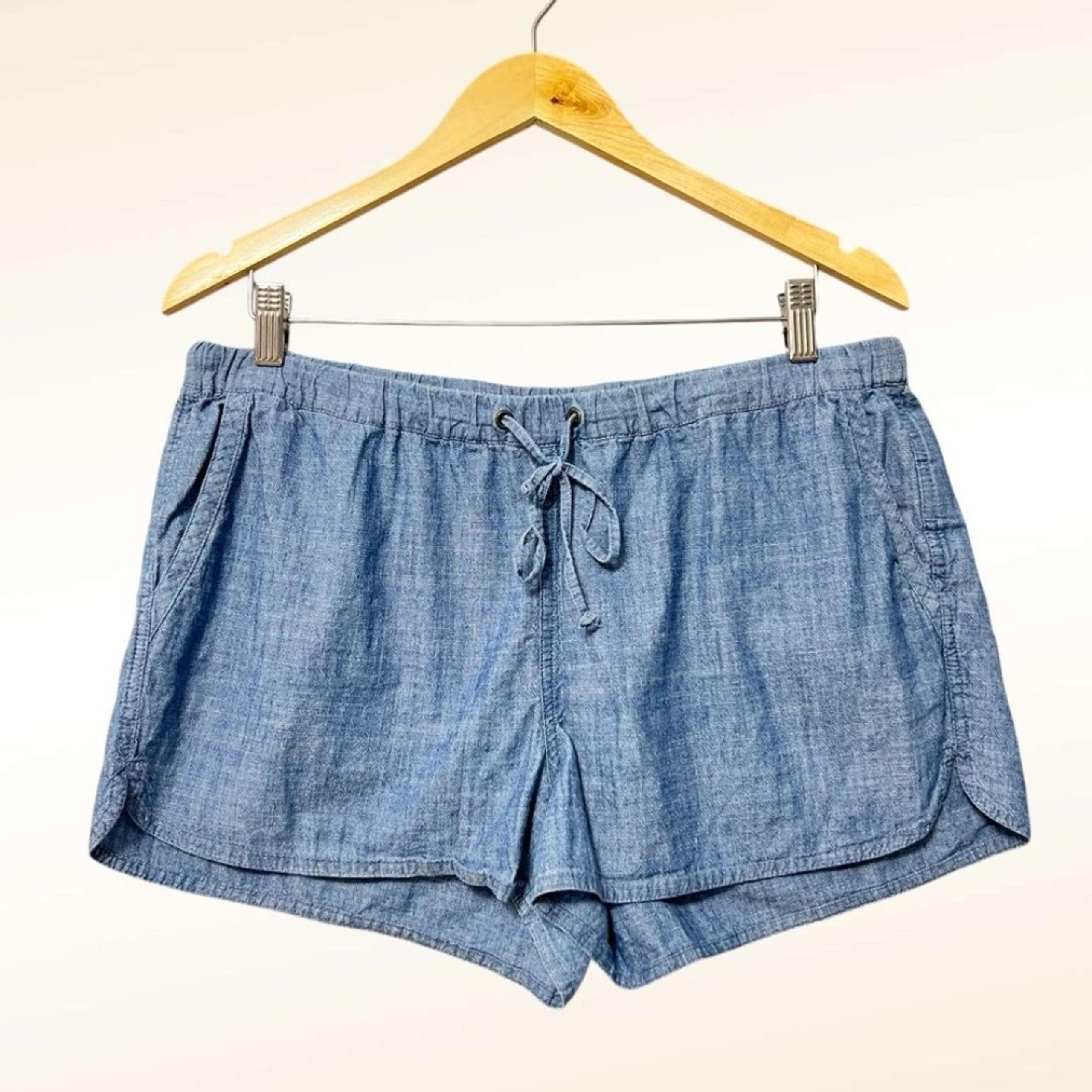 J. Crew Womens Chambray Shorts Size Medium Pull On Elastic Drawstring Waist