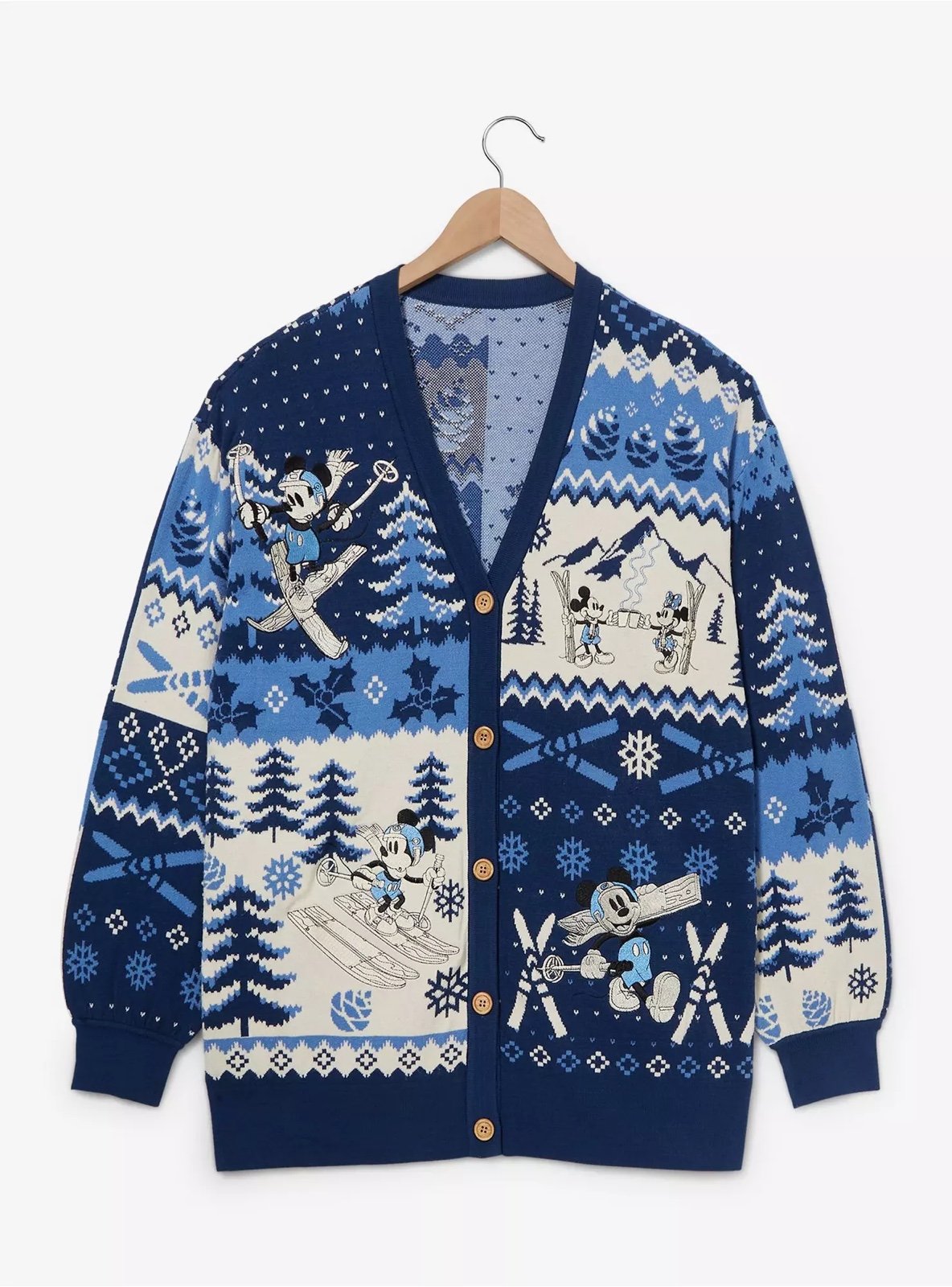 Disney Mickey & Minnie Mouse Skiing Patterned Cardigan BoxLunch Exclusive