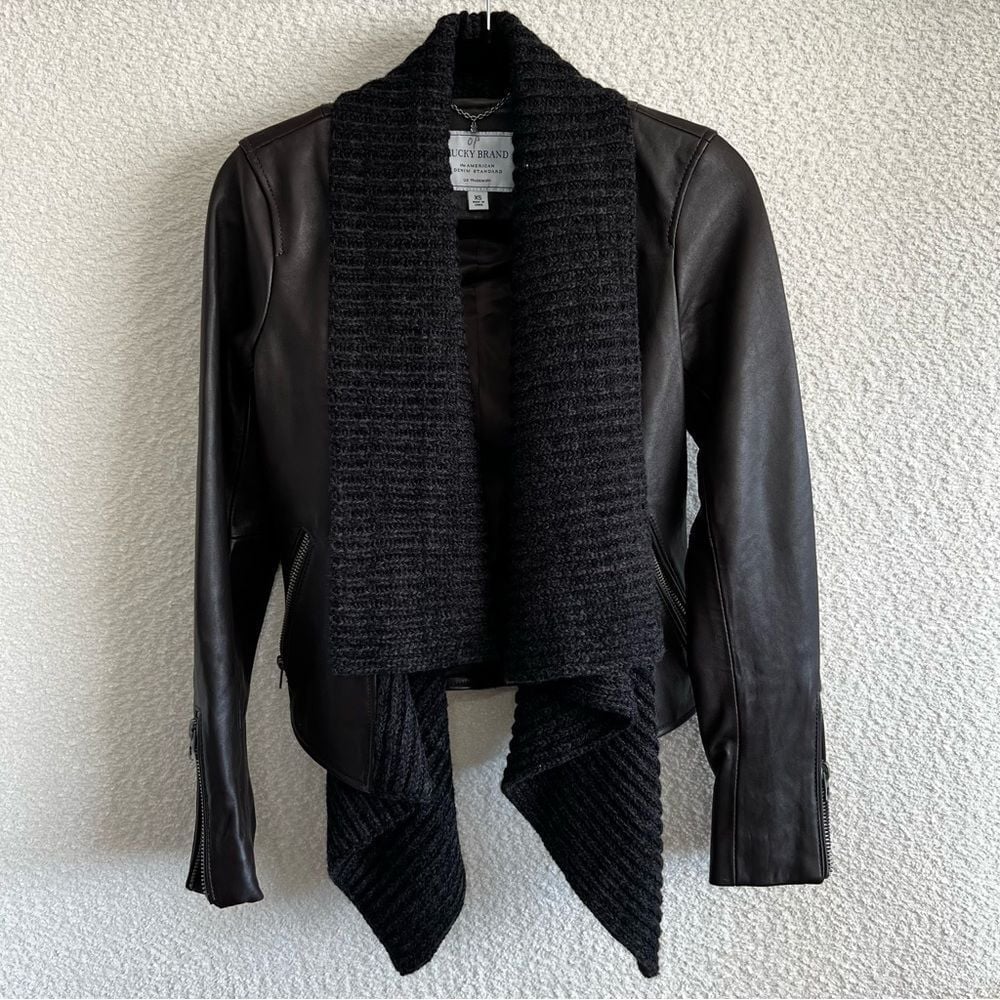 Lucky Brand Women's Leather Shawl Collar Jacket Size XS