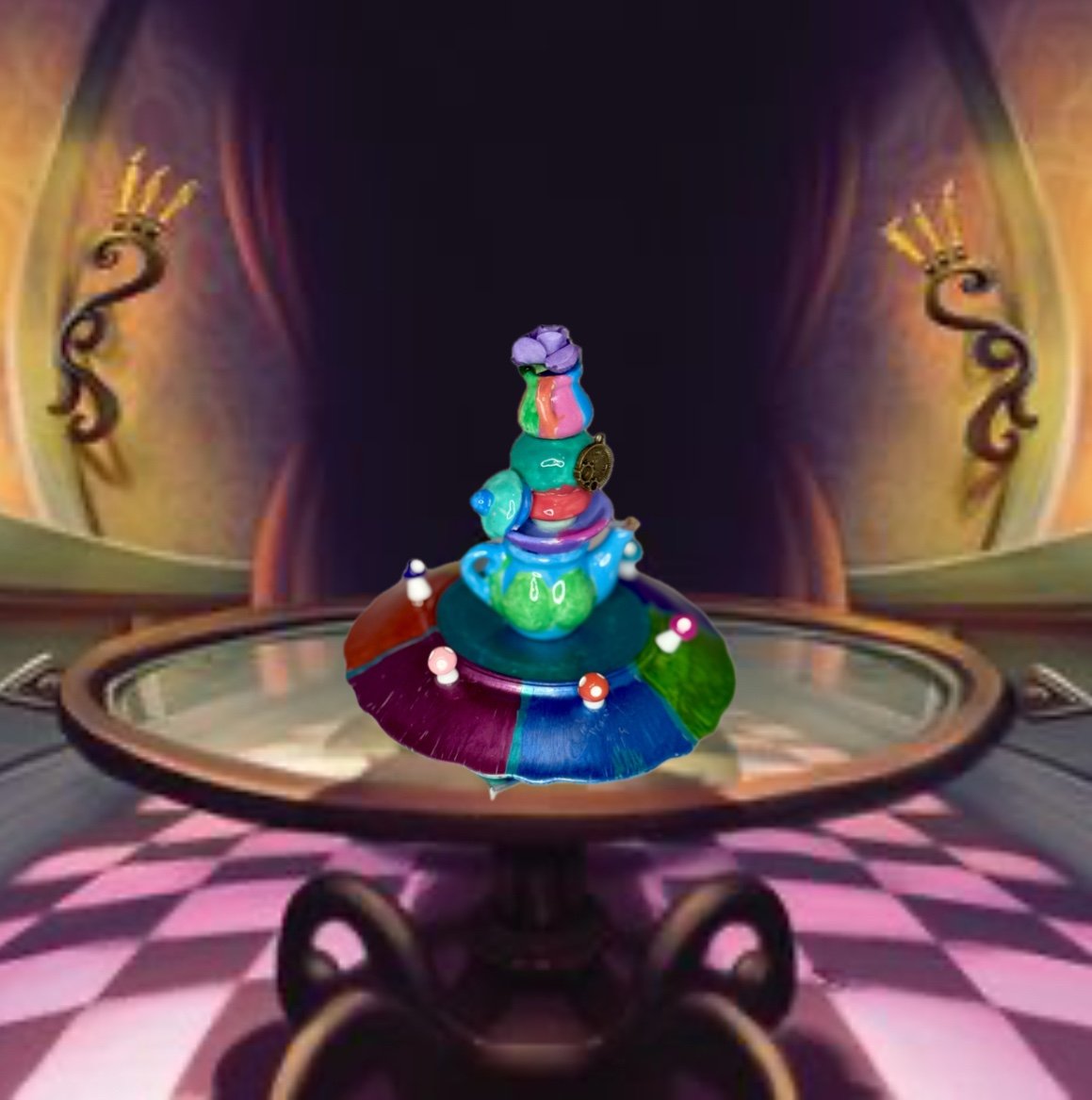 Vintage handpainted Alice in Wonderland themed party decor/centerpiece