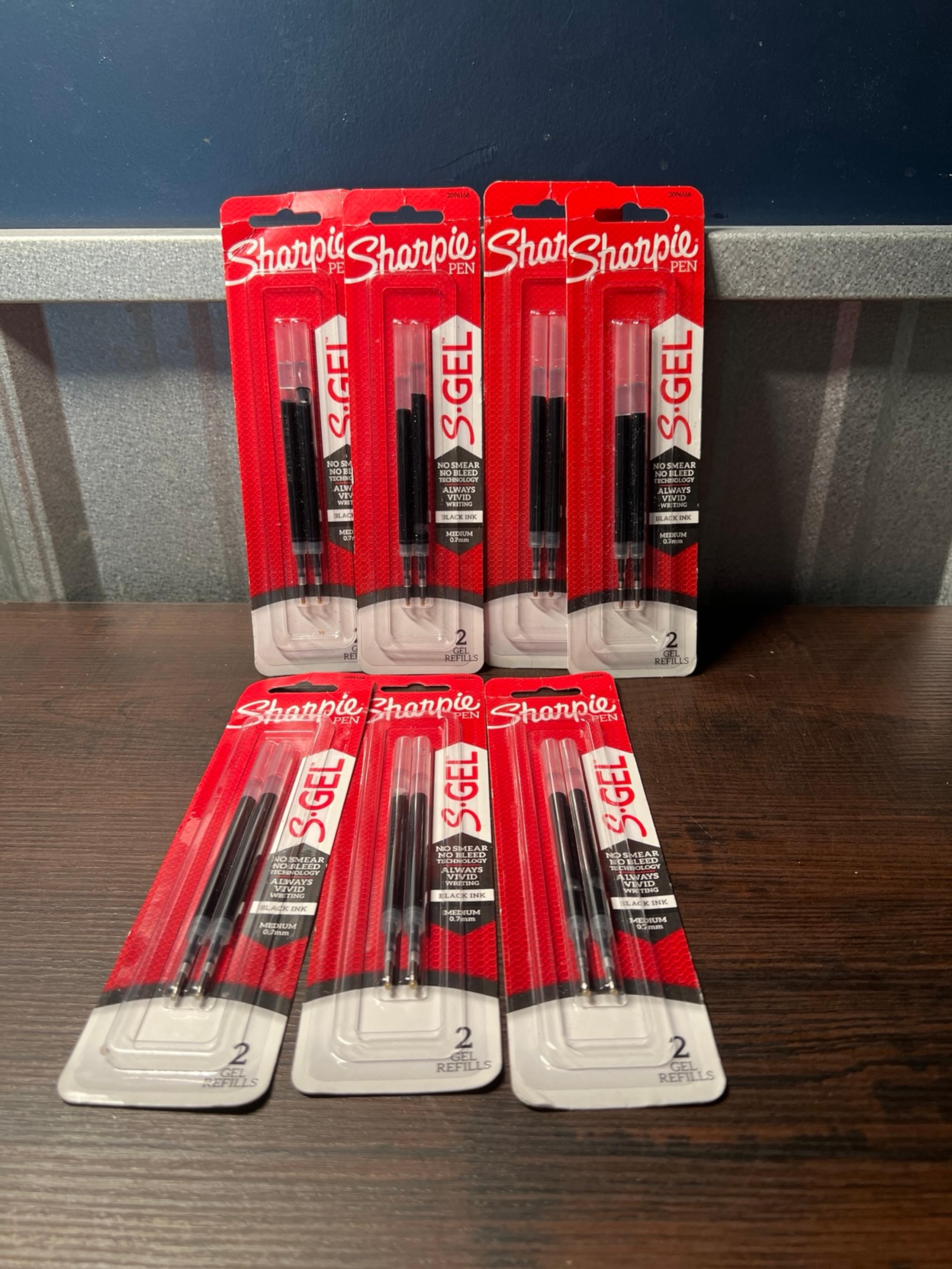 (Lot Of 7) Sharpie S-Gel Gel-Ink Pen Refill Medium Point Black 2/Pack (2096168)