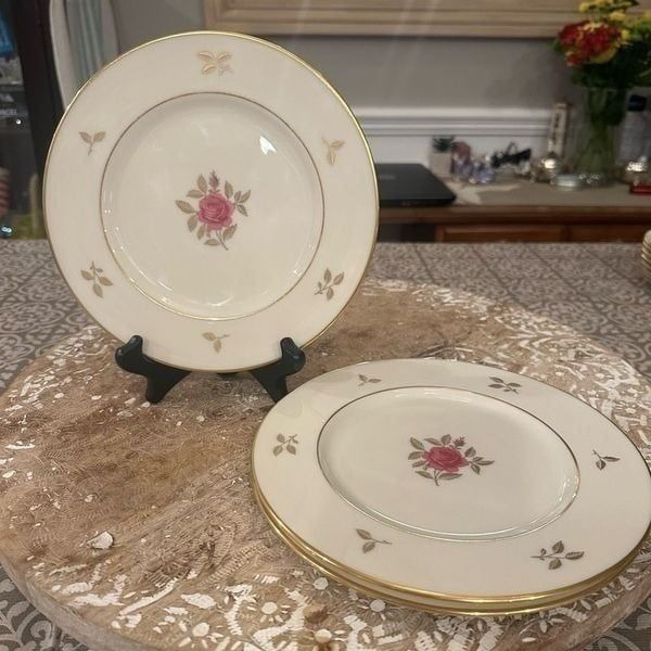 Lenox Rhodora Pink Rose 8.25 Salad Plates 3 pieces Vintage