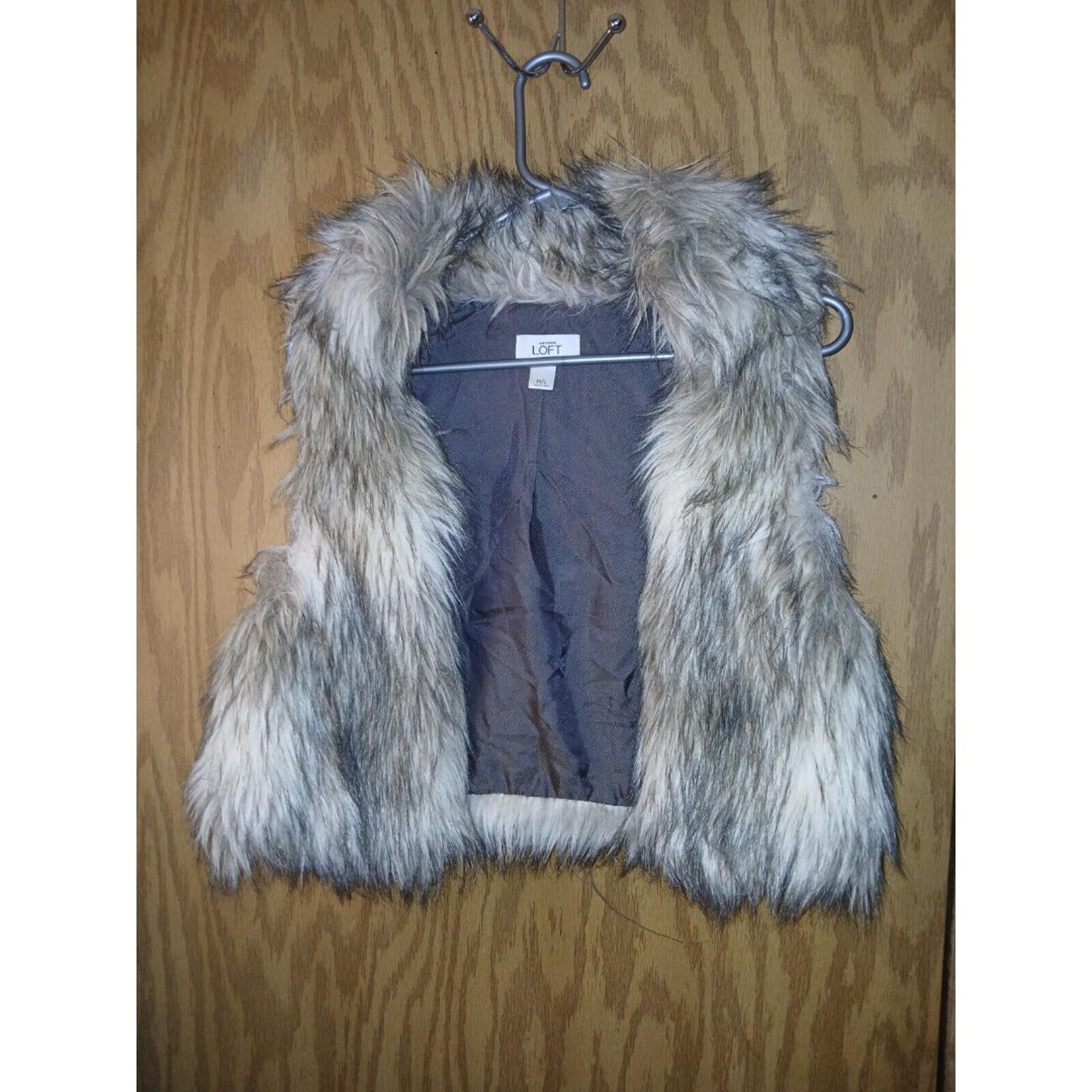 Ann Taylor Loft Vest Faux Fur Women's Size Medium Lined 24×15