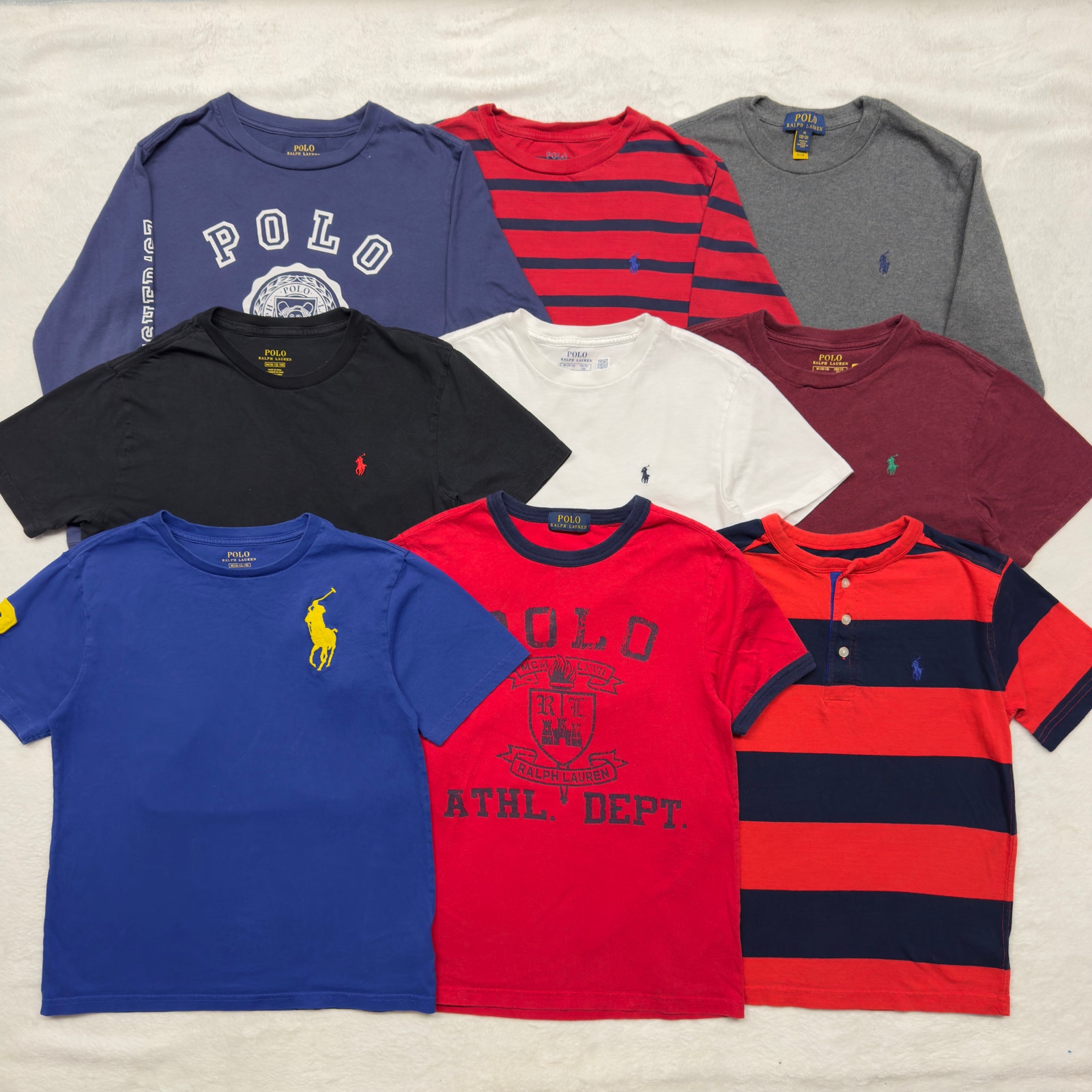 Polo Ralph Lauren Youth M 10-12 Jersey T-Shirts Lot of 9 Spring Summer Fall