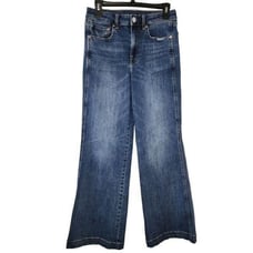 American Eagle Women Jeans, Dark Wash Super Stretch Wide Leg Jeans, Sz 6 Short
