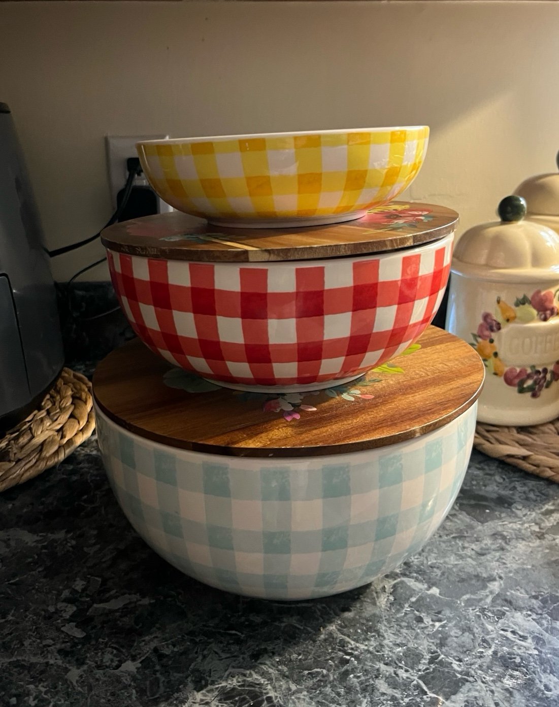 Pioneer Woman Gingham Mixing Bowl Set